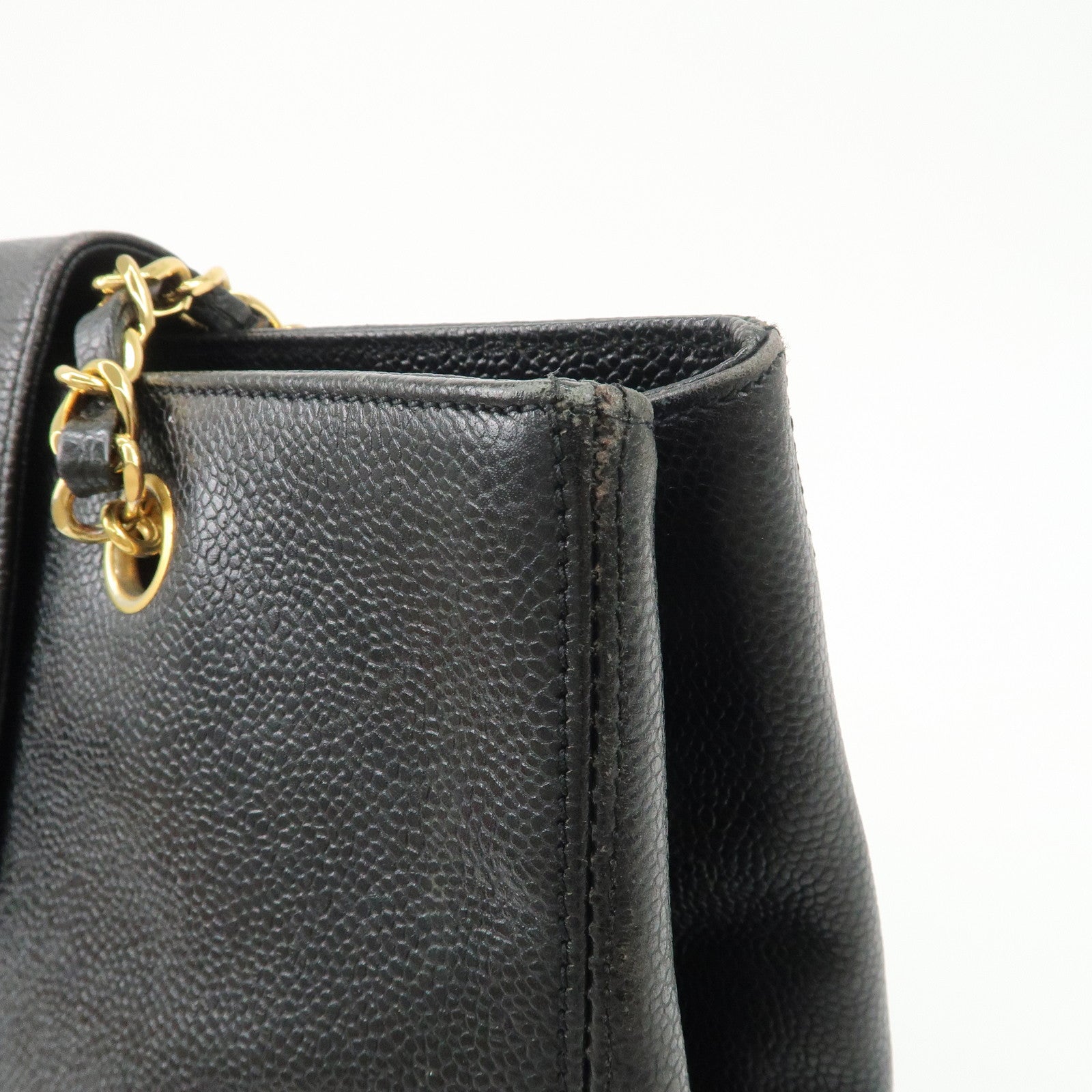CHANEL Caviarskin Chain Tote Bag Shoulder Bag Black