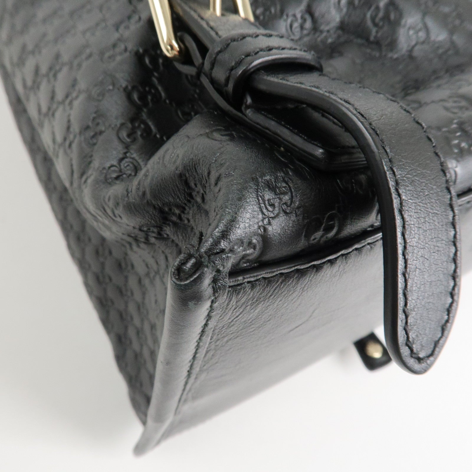 GUCCI Micro Guccissima Leather Backpack Rucksack Black 607993 Used