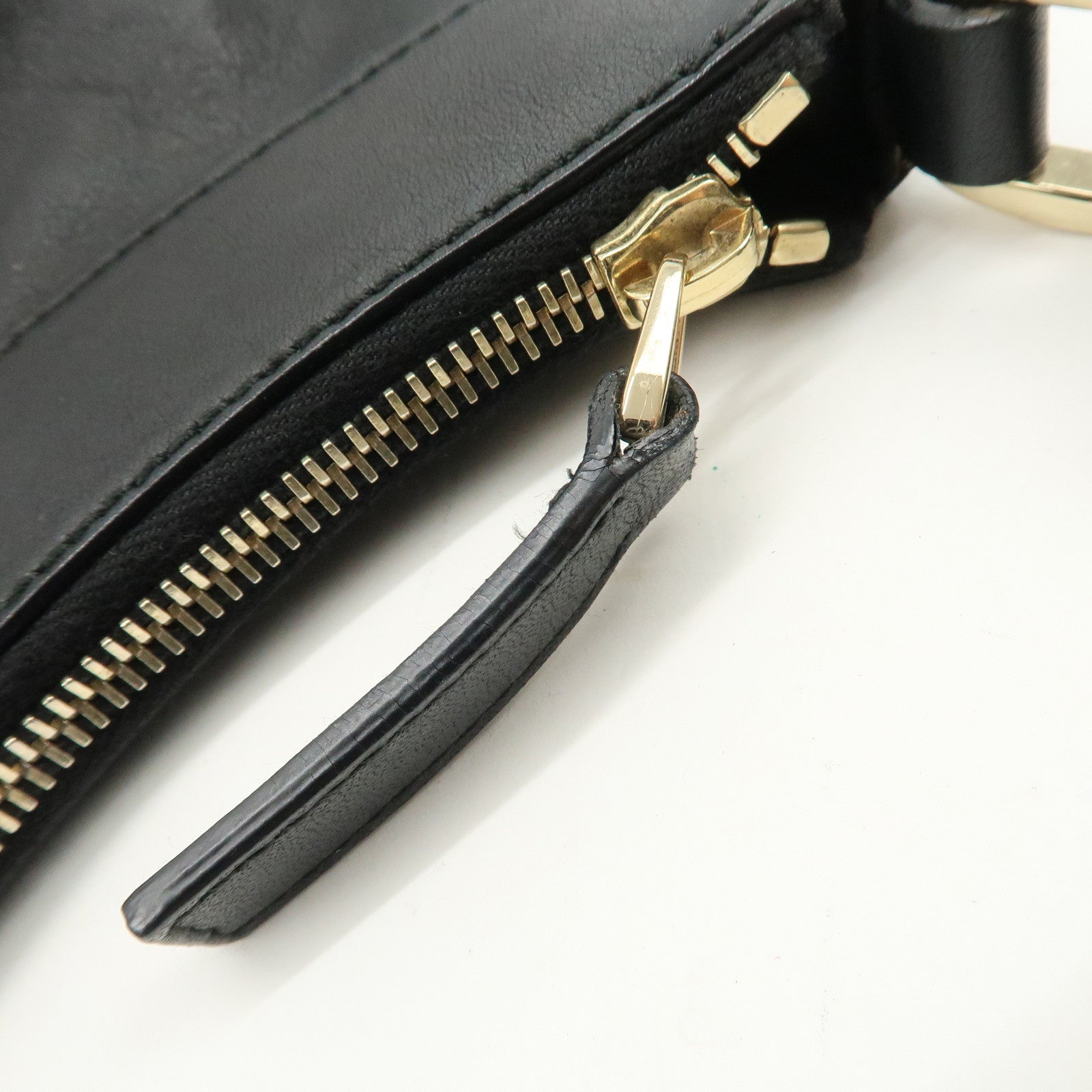 GUCCI Abbey Logo Leather Shoulder Bag Hand Bag Black 190525