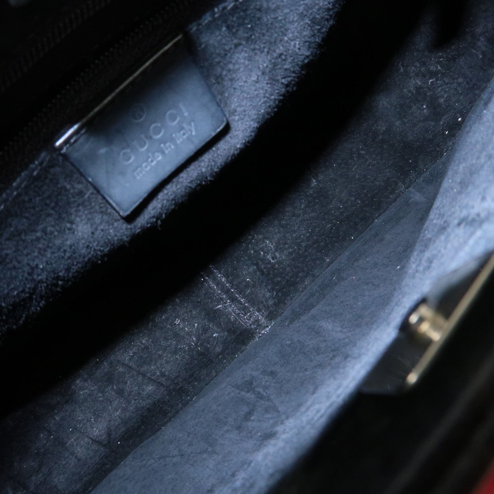 GUCCI Bamboo Handle Shoulder Bag Hand Bag Black Red 001.3739