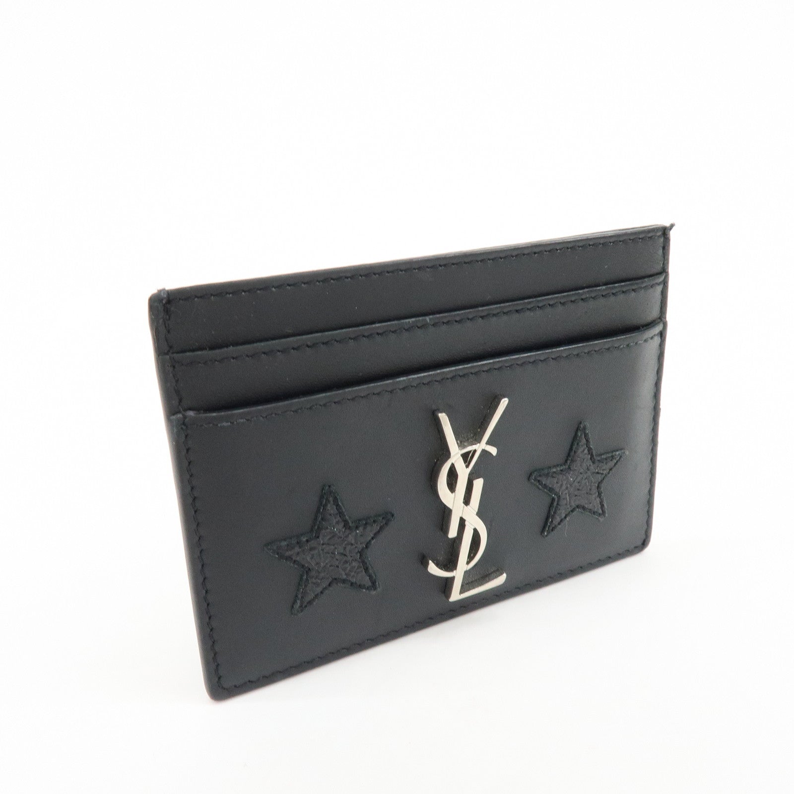 SAINT LAURENT PARIS Cassandra Leather Card Case Star Black 447876