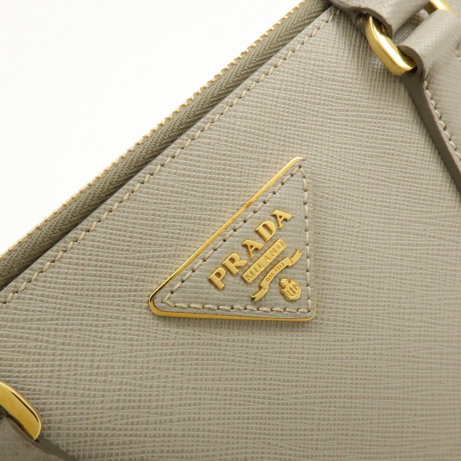 PRADA Triangle Logo Galleria 2Way Bag Shoulder Bag Gray BN2863