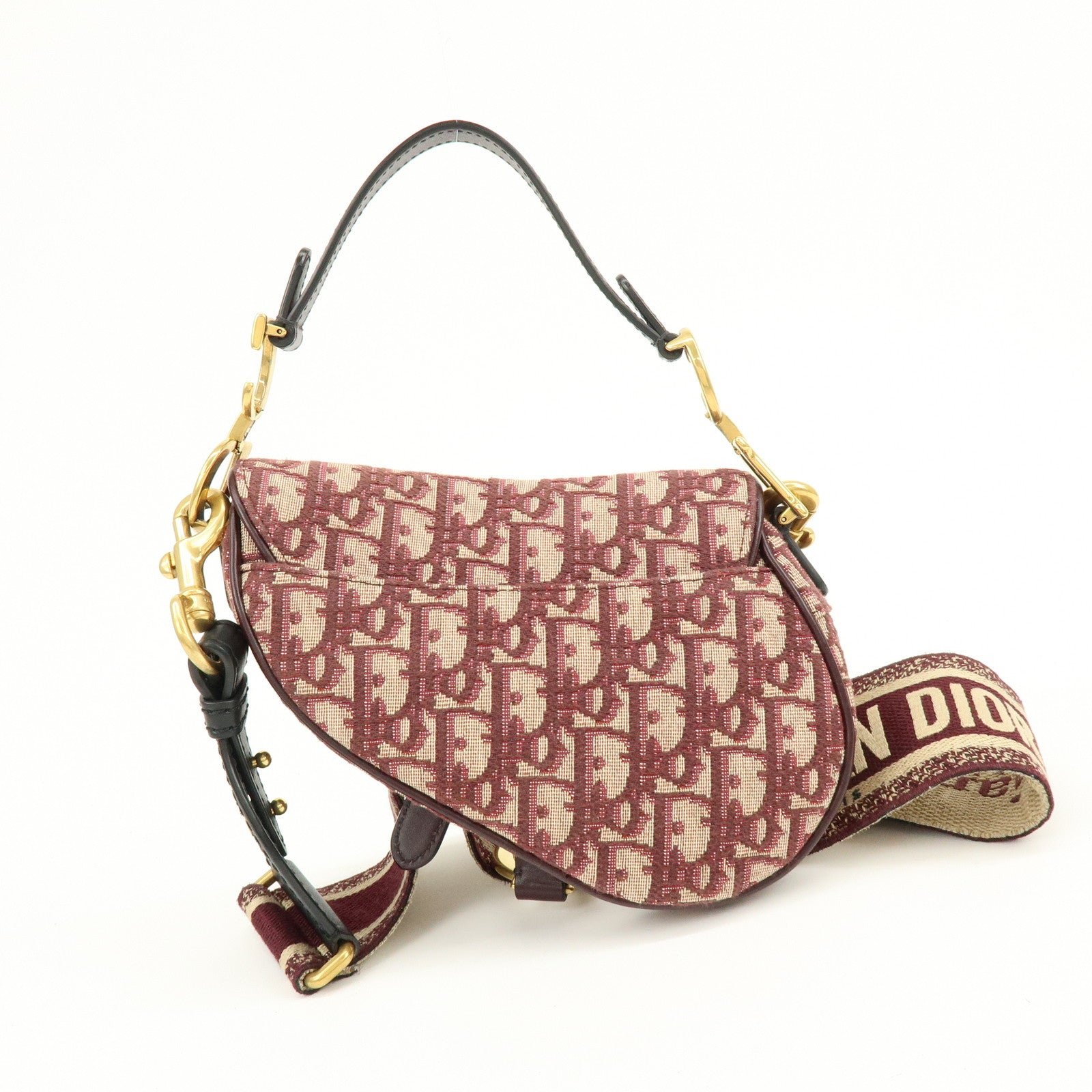 Christian Dior Oblique Jacquard Leather Mini Saddle Bag Hand Bag