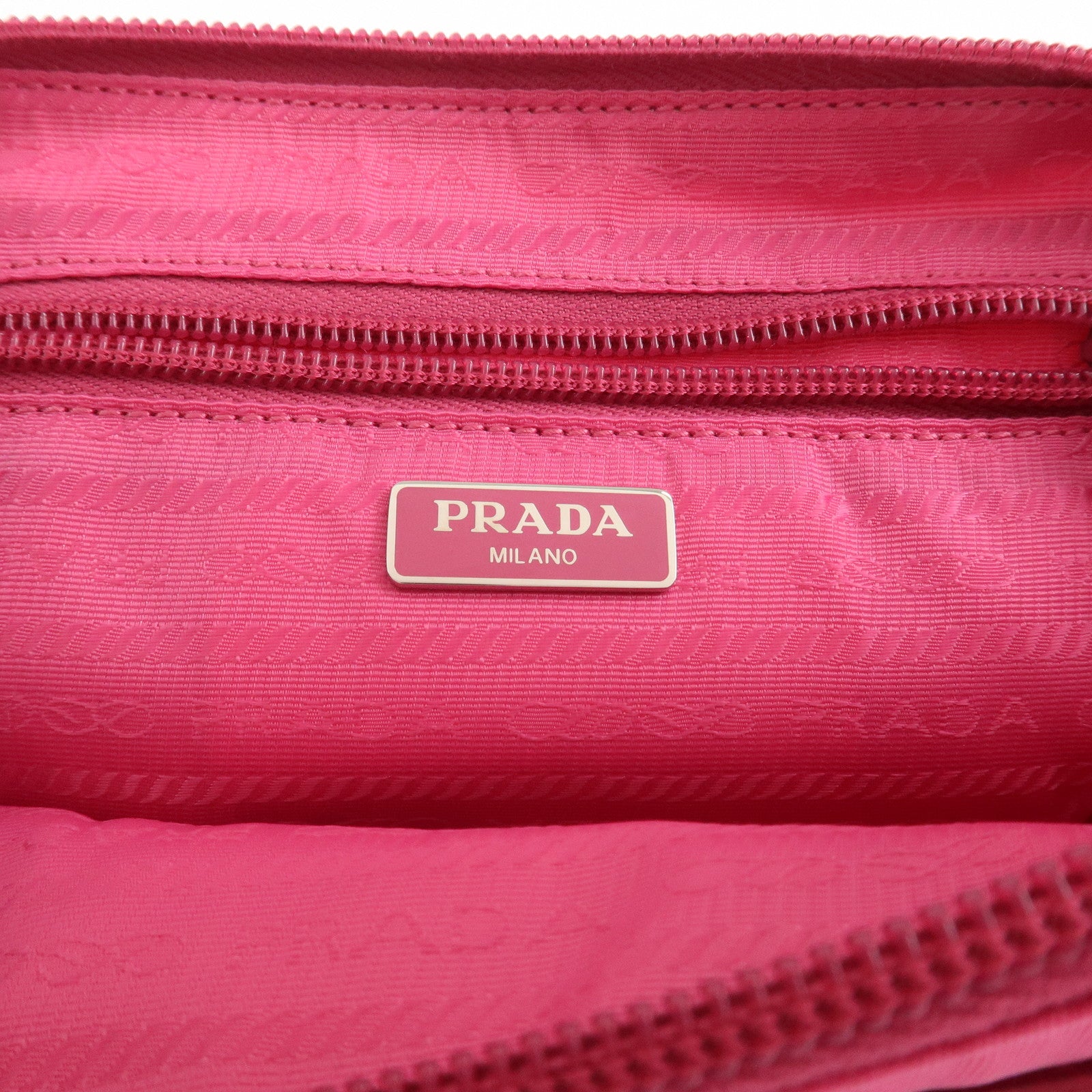 PRADA Triangle Logo Nylon Leather Cosmetic Pouch Pink 1NE693