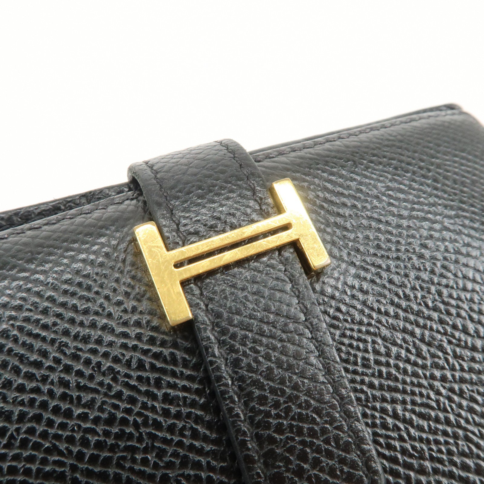 HERMES Bearn Mini Veau Epsom Bi-fold Compact Wallet Z Stamped Black