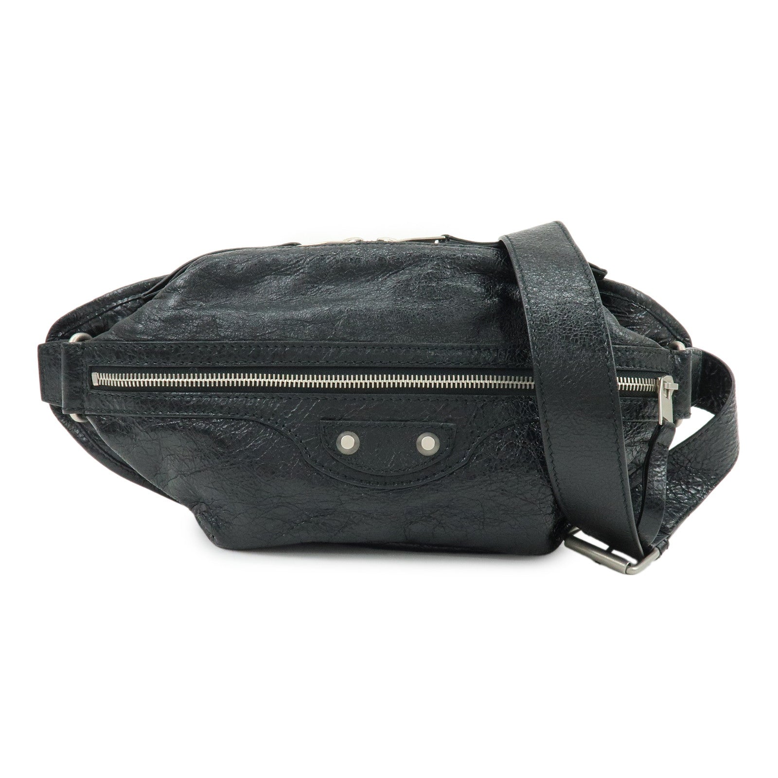 BALENCIAGA Neo Lift Leather Waist Bag Body Bag Black 542013