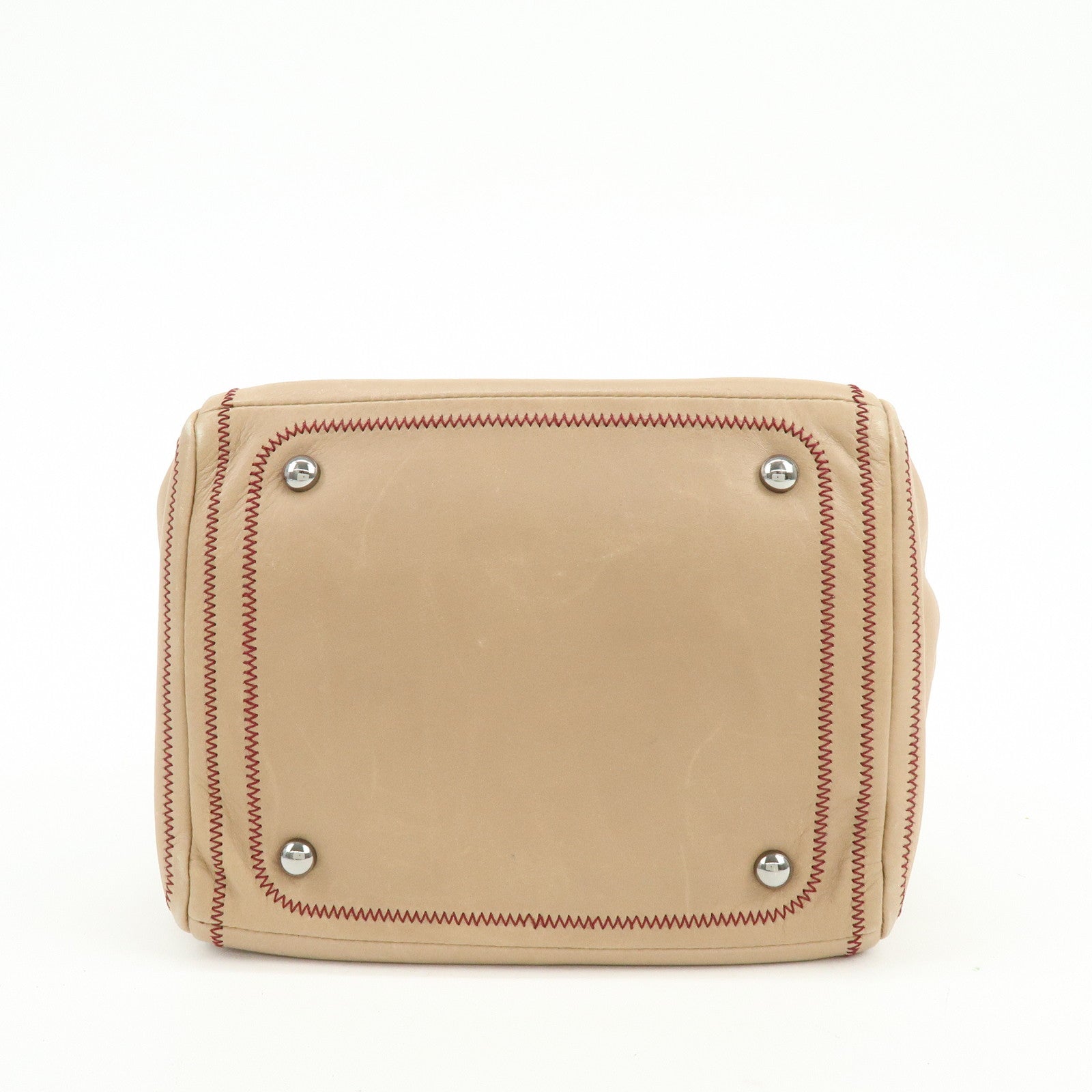 CHANEL COCO Mark Lamb Skin Hand Bag Pink Beige