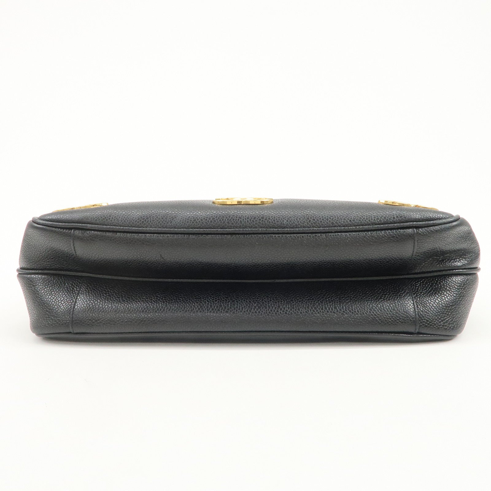 CHANEL Triple COCO Mark Caviarskin Shoulder Bag Tote Bag Black