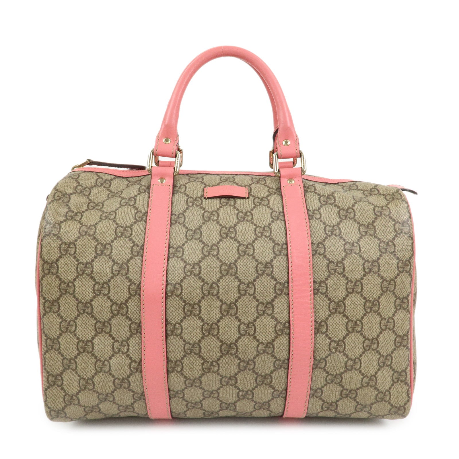 GUCCI GG Supreme Leather Boston Bag Hand Bag Beige Pink 193603