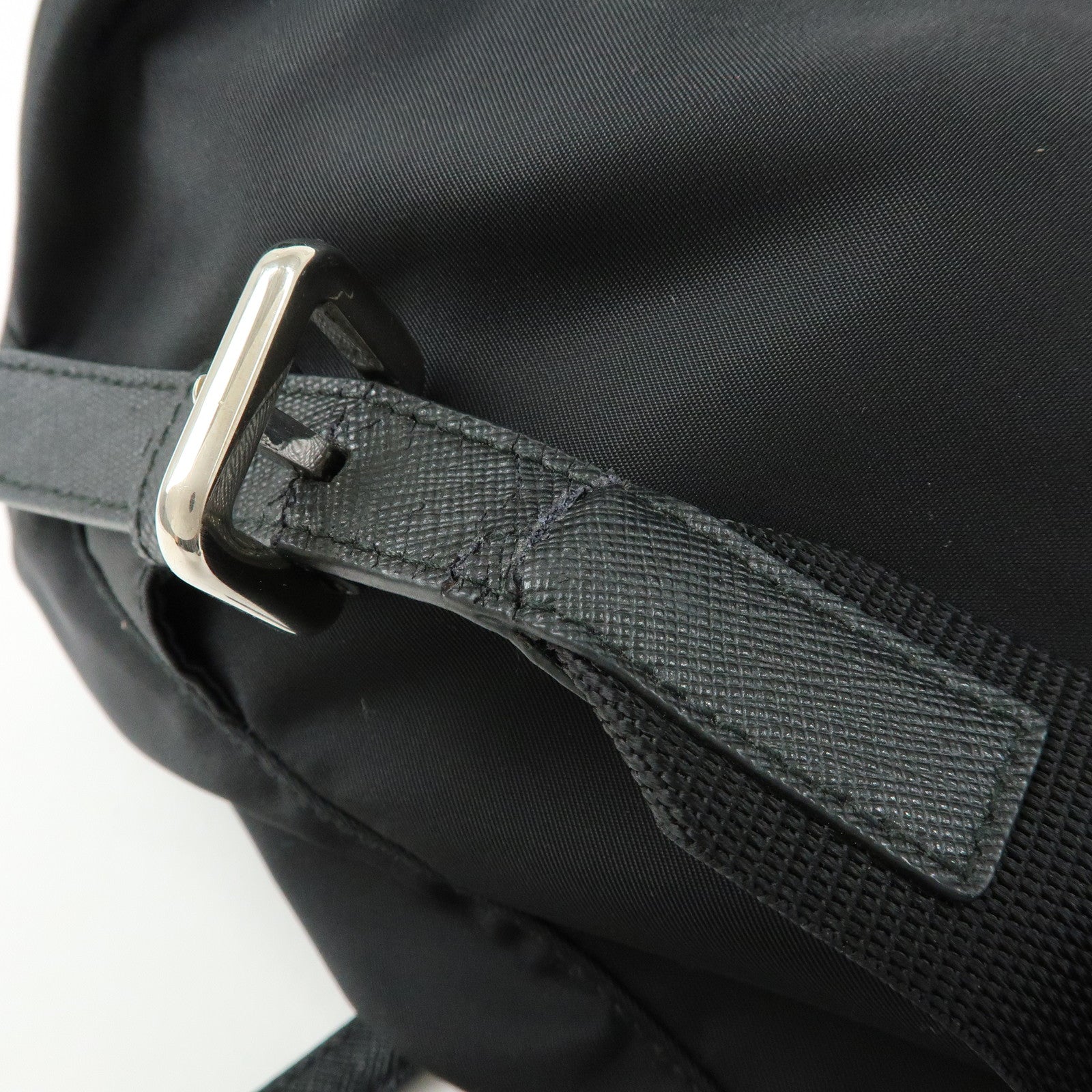 PRADA Triangle Logo Nylon Leather Backpack Rucksack Black 1BZ005