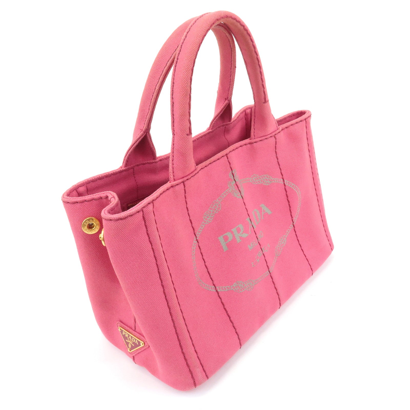 PRADA Canapa Mini Canvas 2Way Hand Bag Shoulder Bag Pink 1BG439 Used