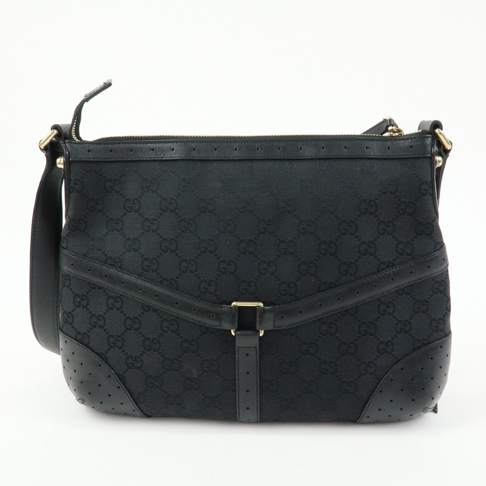 GUCCI Sherry Interlocking G GG Canvas Leather Shoulder Bag 131033