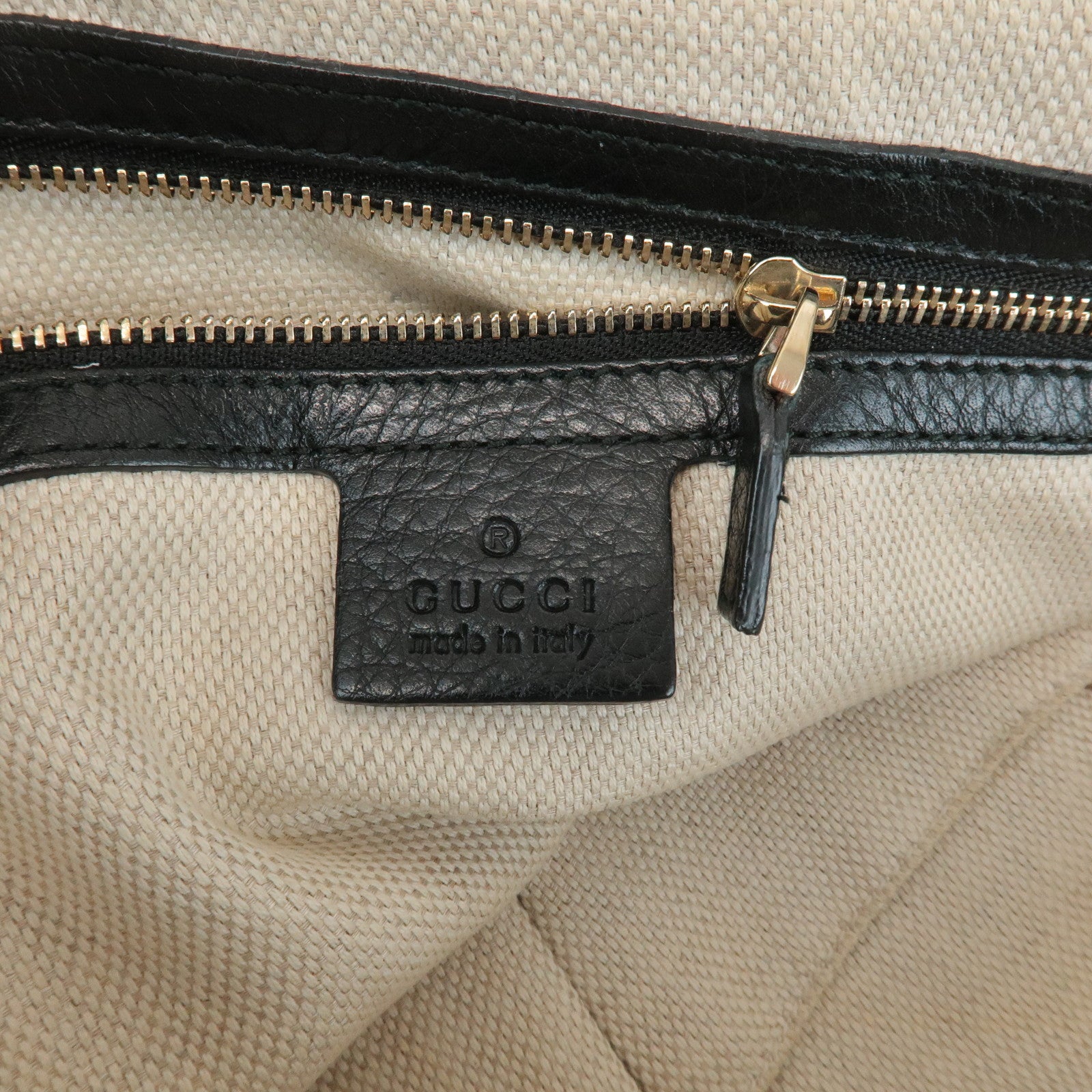 GUCCI SOHO Interlocking G Leather Shoulder Bag Black 308361 Used