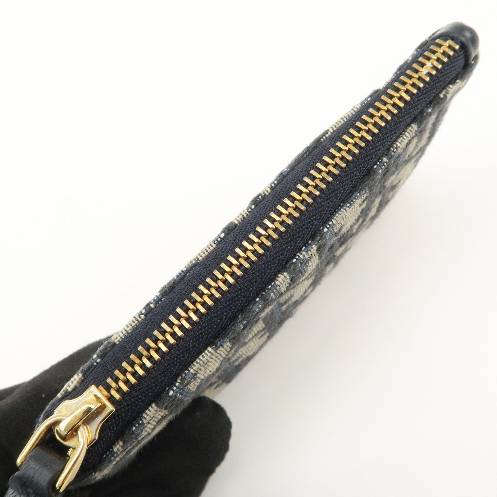 Christian Dior Trotter Canvas Leather Coin Case Key Case Navy