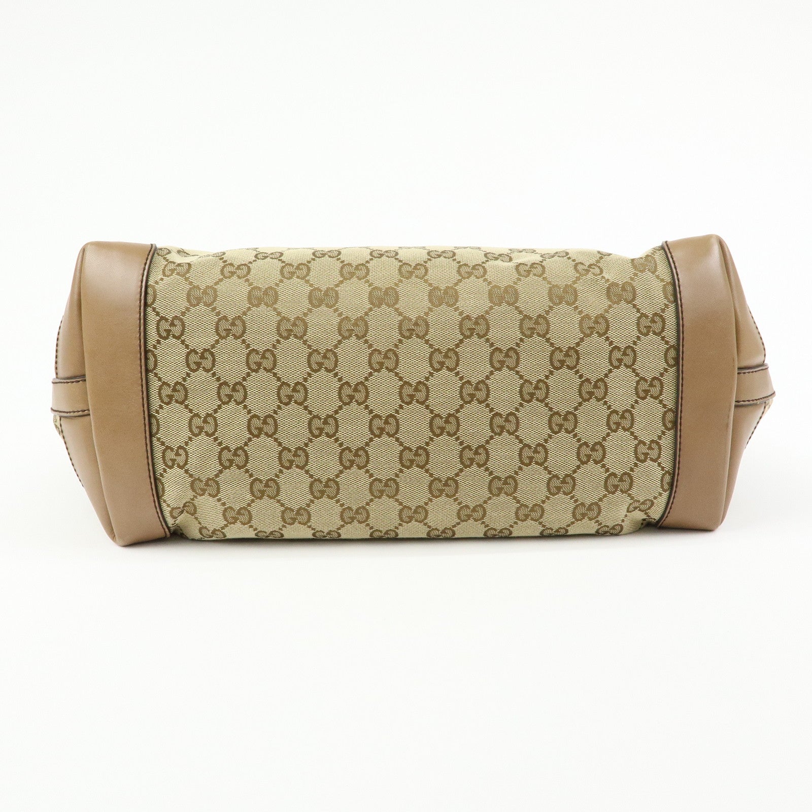 GUCCI GG Canvas Leather Tote Bag Shoulder Bag Beige 247209