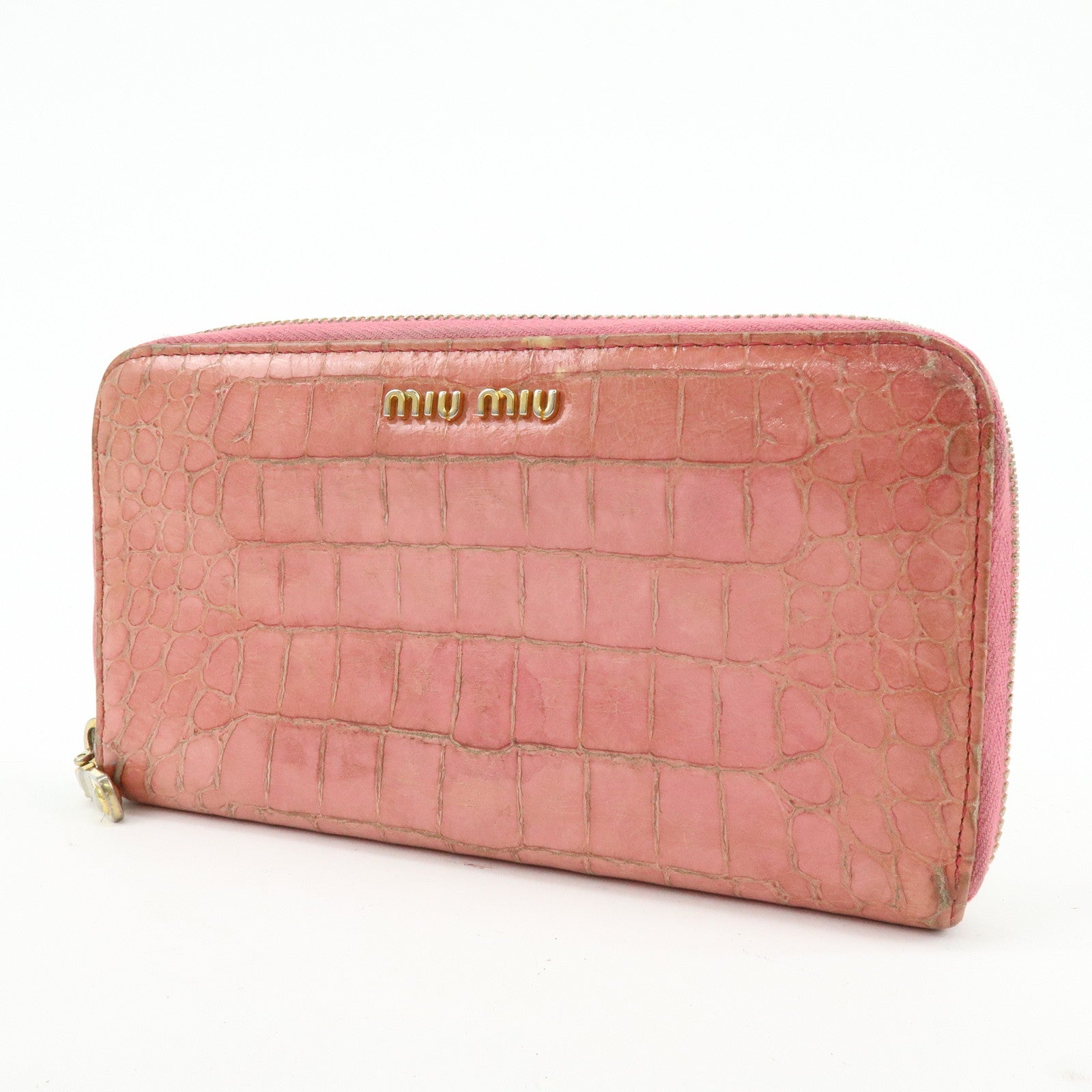 MIU MIU Set of 3 Leather Wallet Key Case Pink Black Light Brown
