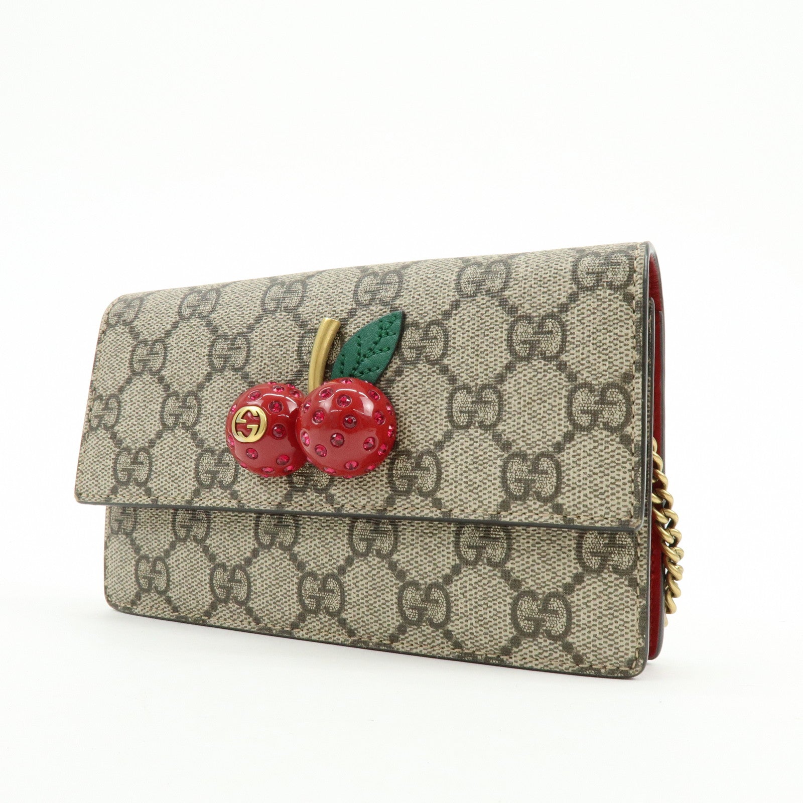 GUCCI GG Supreme Interlocking G Cherry Chain Shoulder Bag 481291