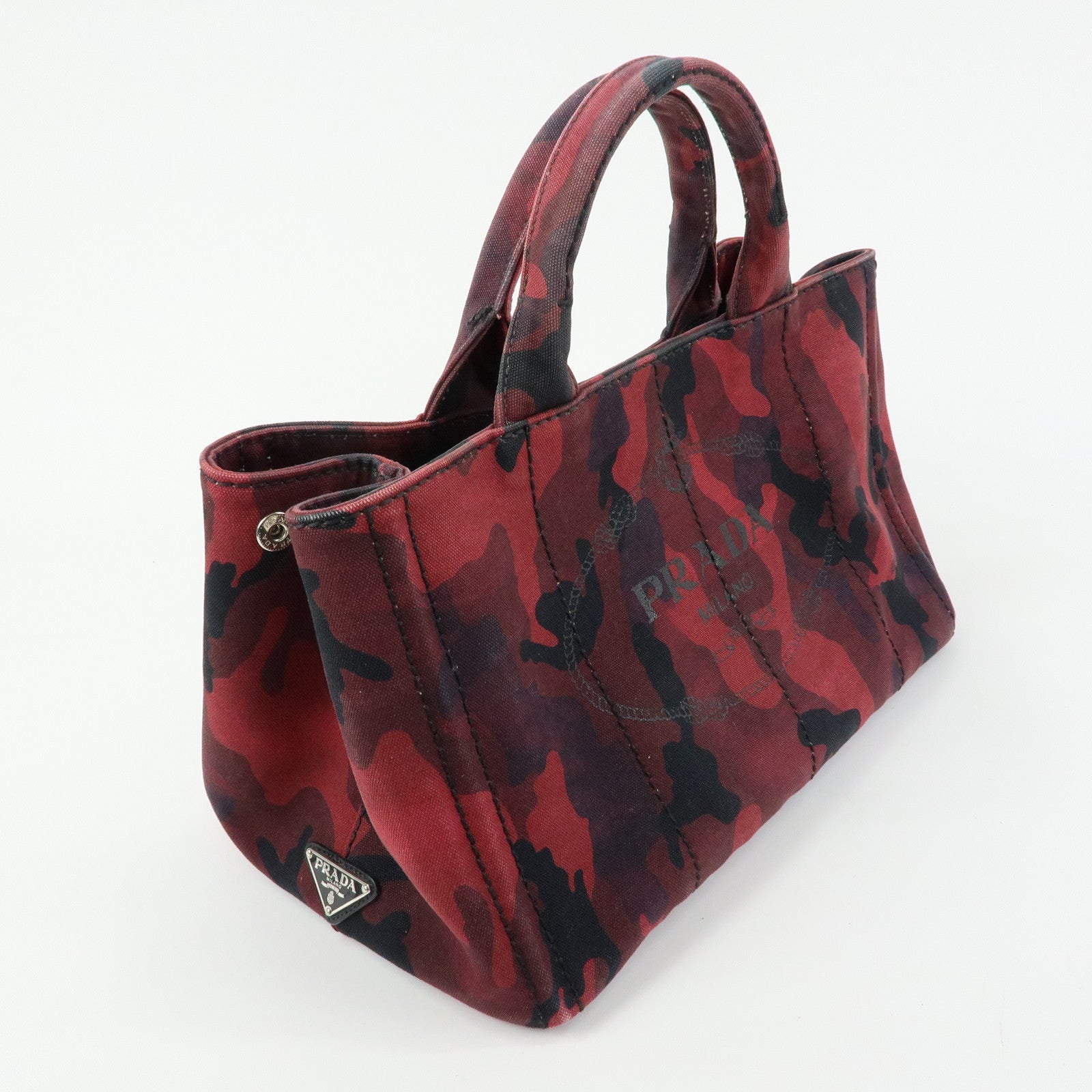 PRADA Triangle Logo Canapa 2Way Tote Hand Bag Camouflage BN2642