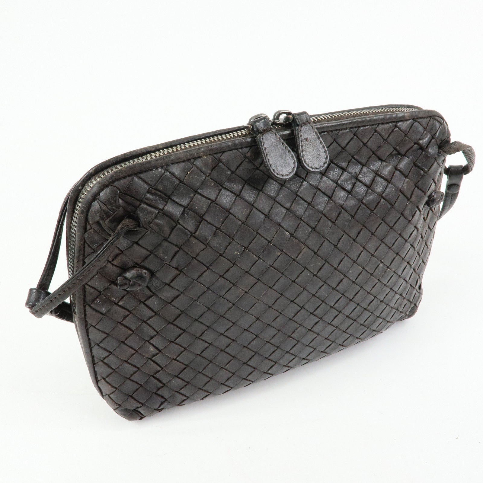 BOTTEGA VENETA Intrecciato Nodini Leather Shoulder Bag Brown 245354