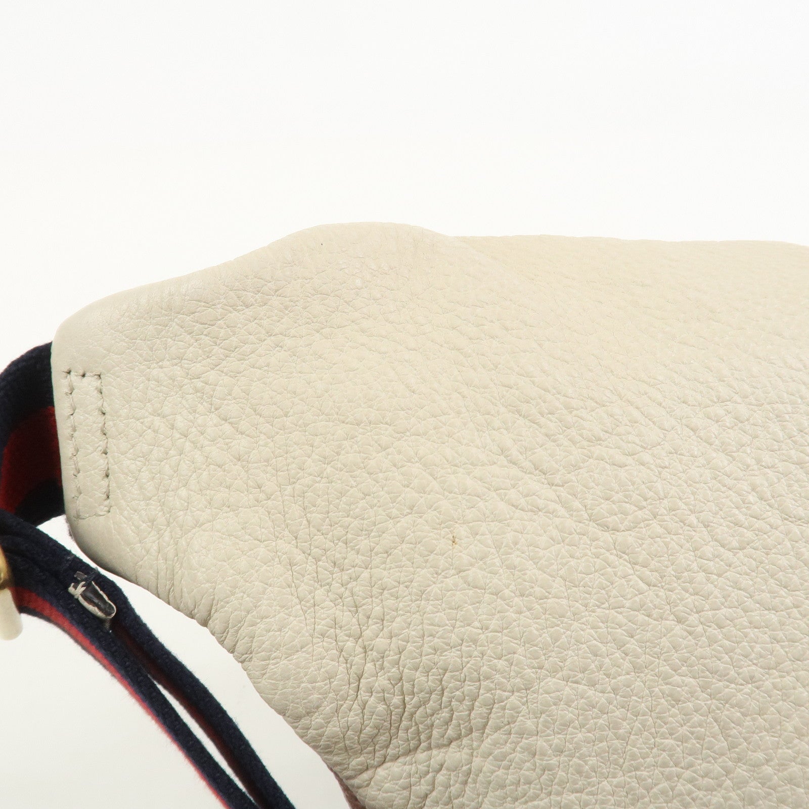 GUCCI Sherry Leather Canvas Waist Bag Ivory 493869