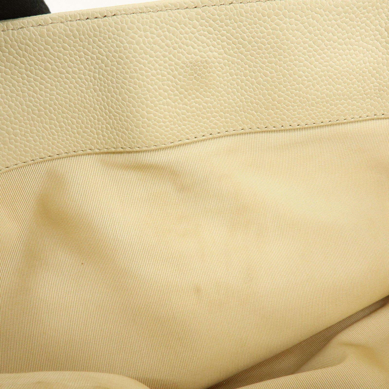 CHANEL COCO Mark Caviarskin Tote Bag Shoulder Bag Ivory