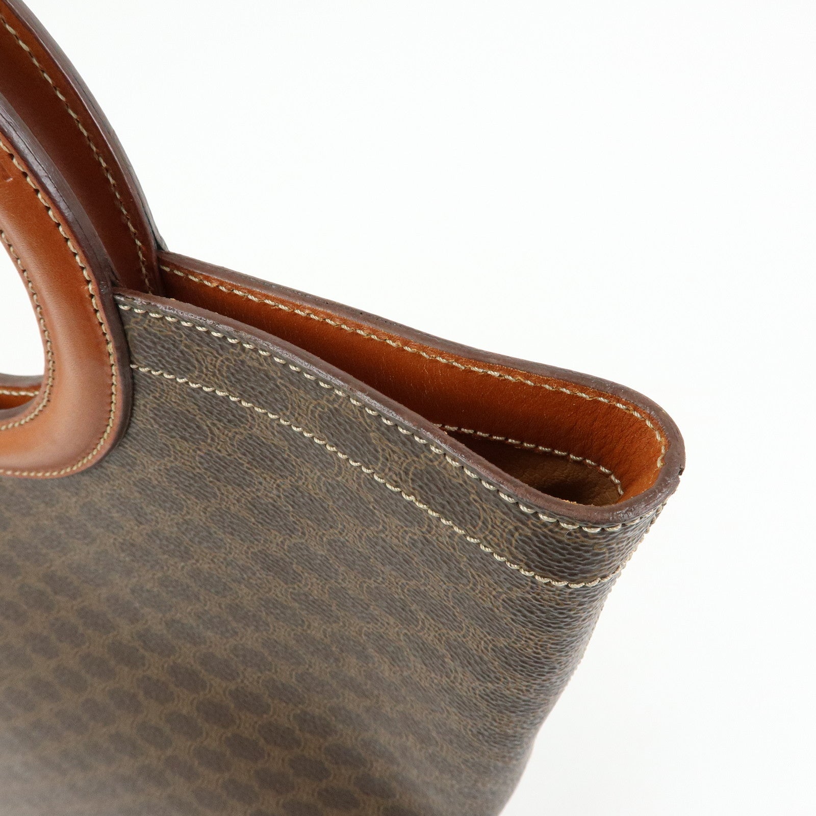 CELINE Macadam PVC Leather Hand Bag Tote Bag Brown