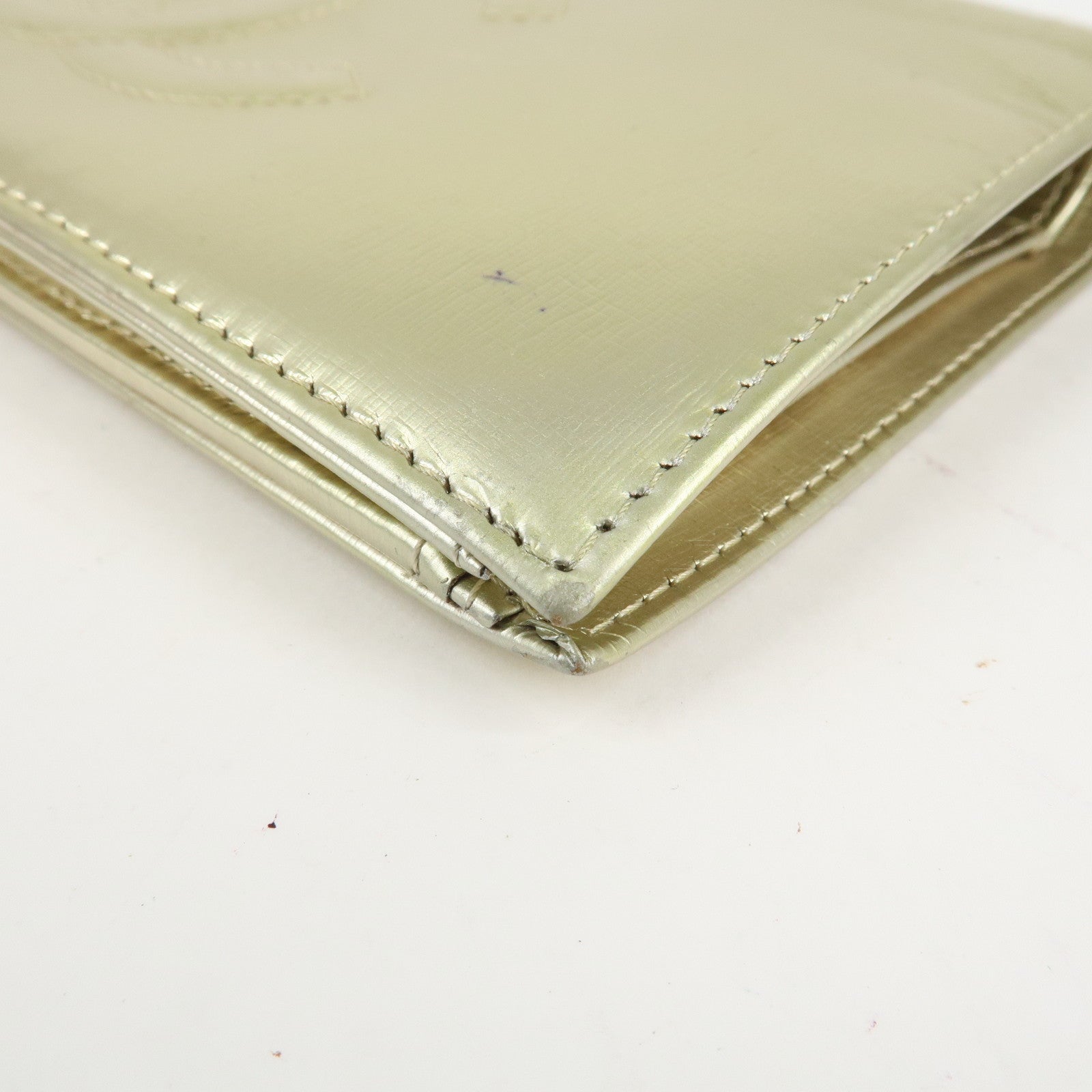 CHANEL Leather Coco Mark Long Wallet Gold Gold Hardware A27156 Used