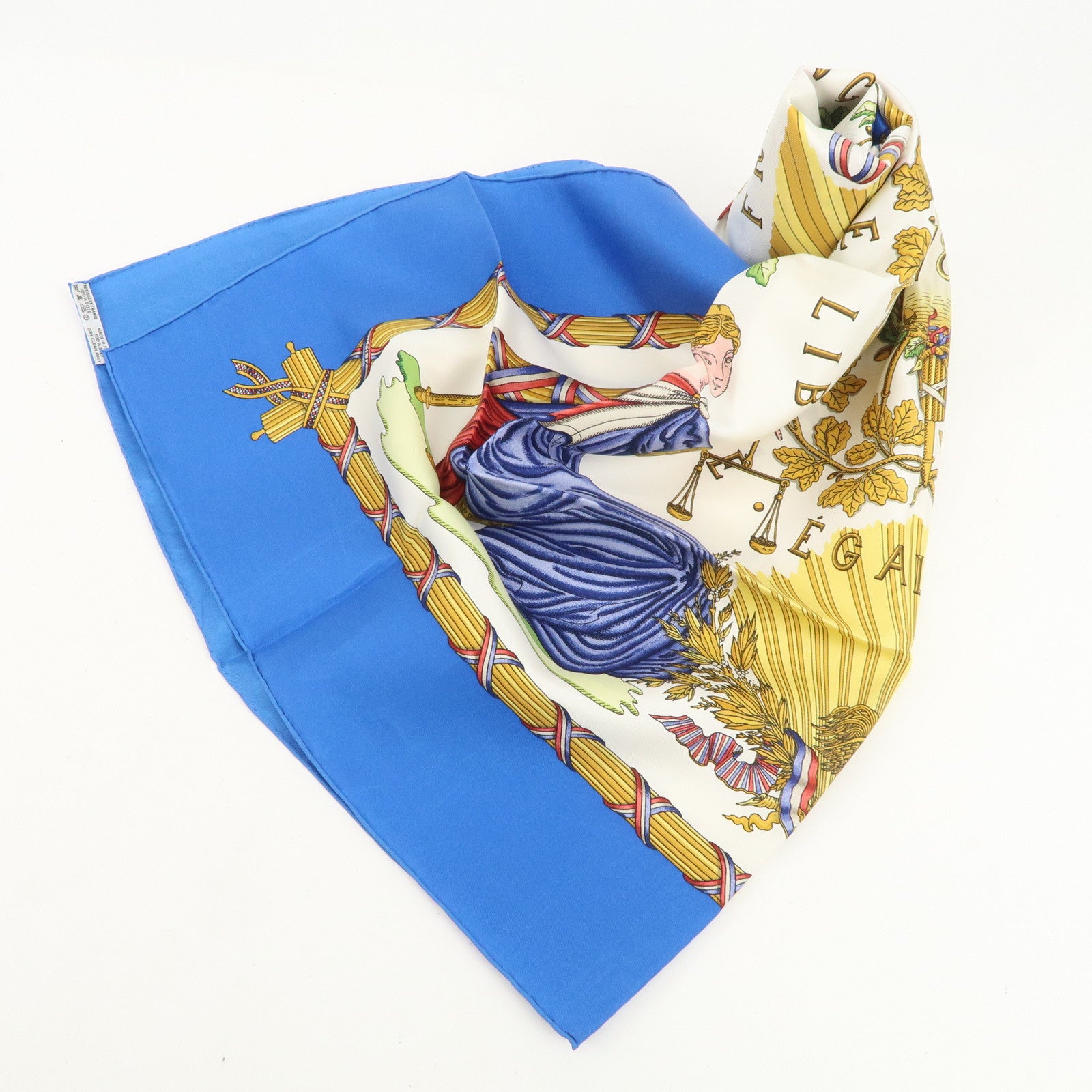 HERMES Carre 90 LIBERTE EGALITE FRATERNITE Silk 100% Scarf