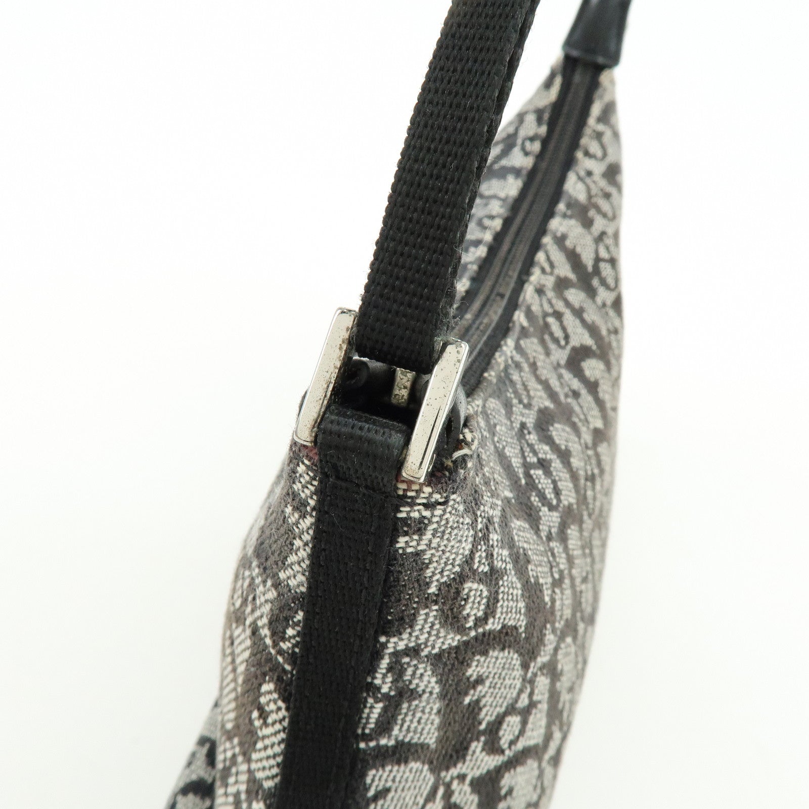 Christian Dior Trotter Jacquard Leather Shoulder Bag Black