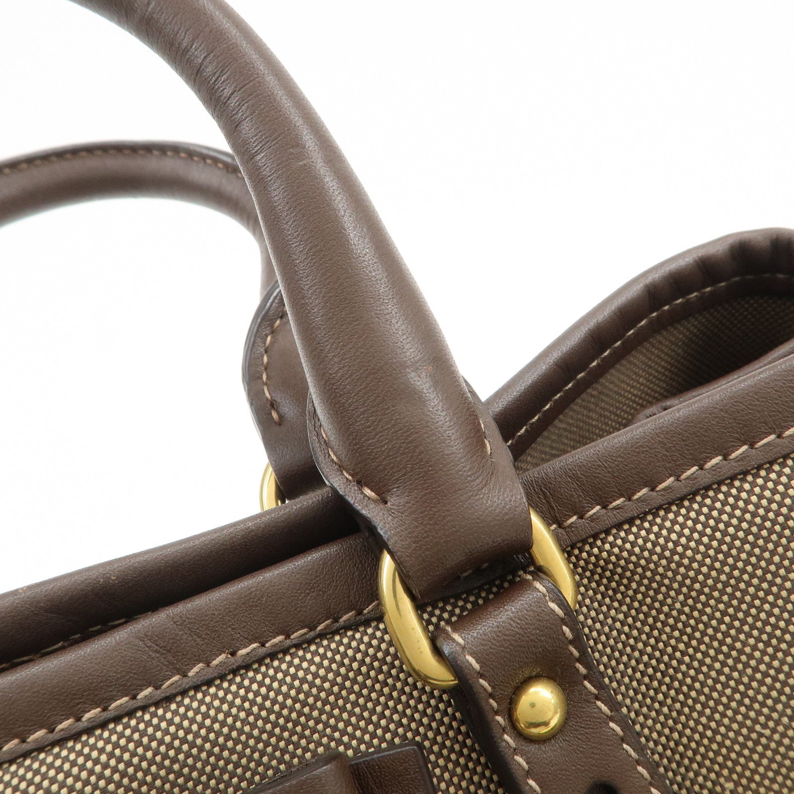 PRADA Jaguard Canvas Leather 2Way Tote Bag Shoulder Bag BN1841