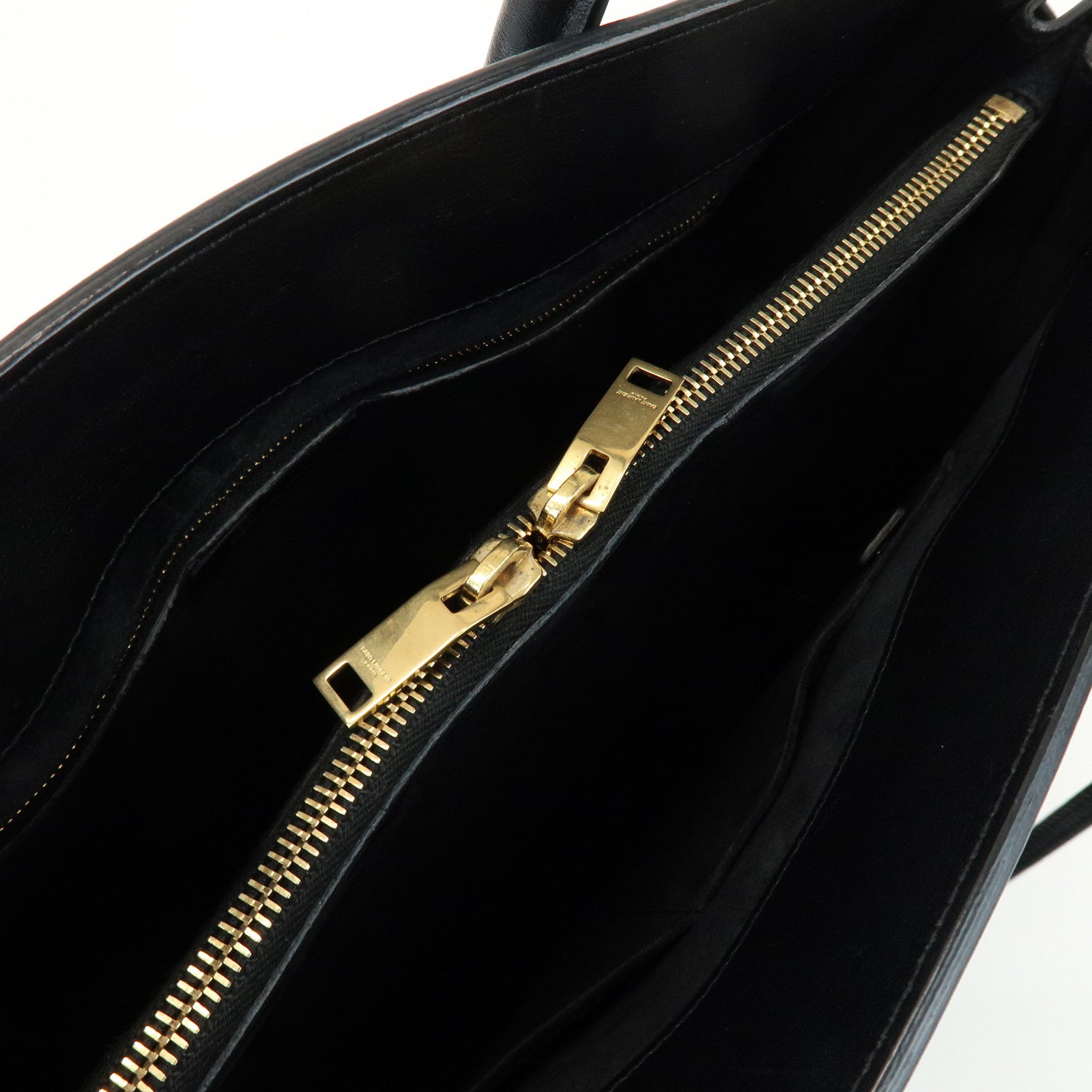 SAINT LAURENT Sac de Jour Logo Leather Tote Bag Hand Bag Black