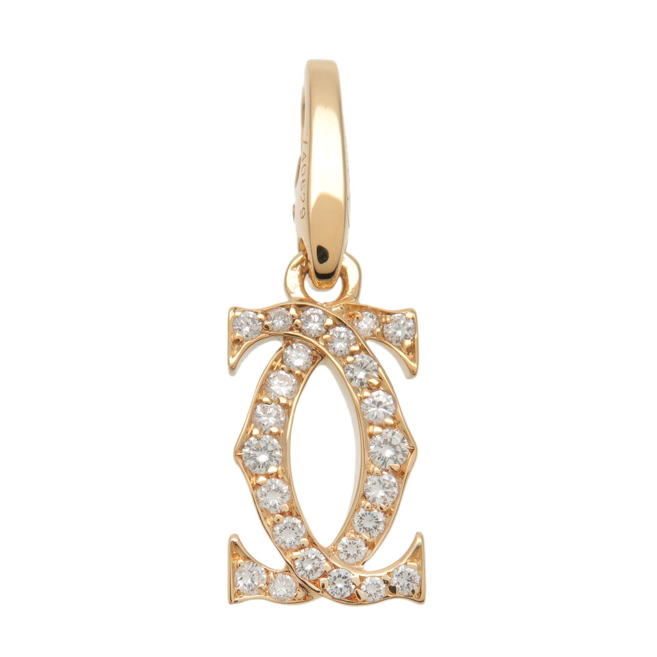 Cartier 2C Diamond Necklace Charm K18YG 750YG Yellow Gold