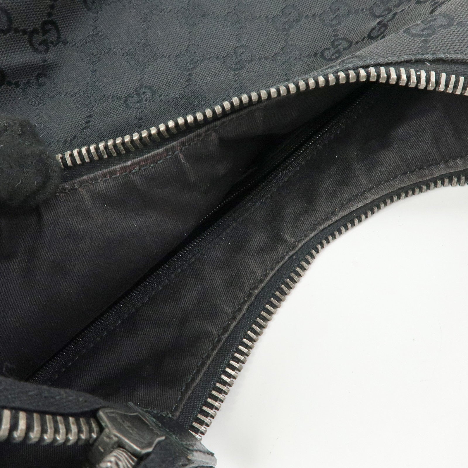 GUCCI GG Canvas Leather Shoulder Bag Hand Bag Black 115003