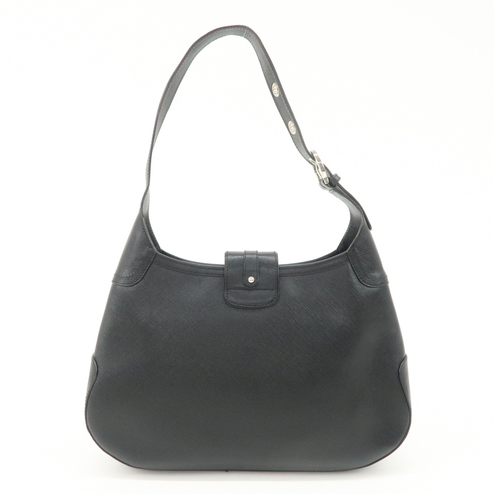 Ferragamo Gancini Leather Shoulder Bag Black