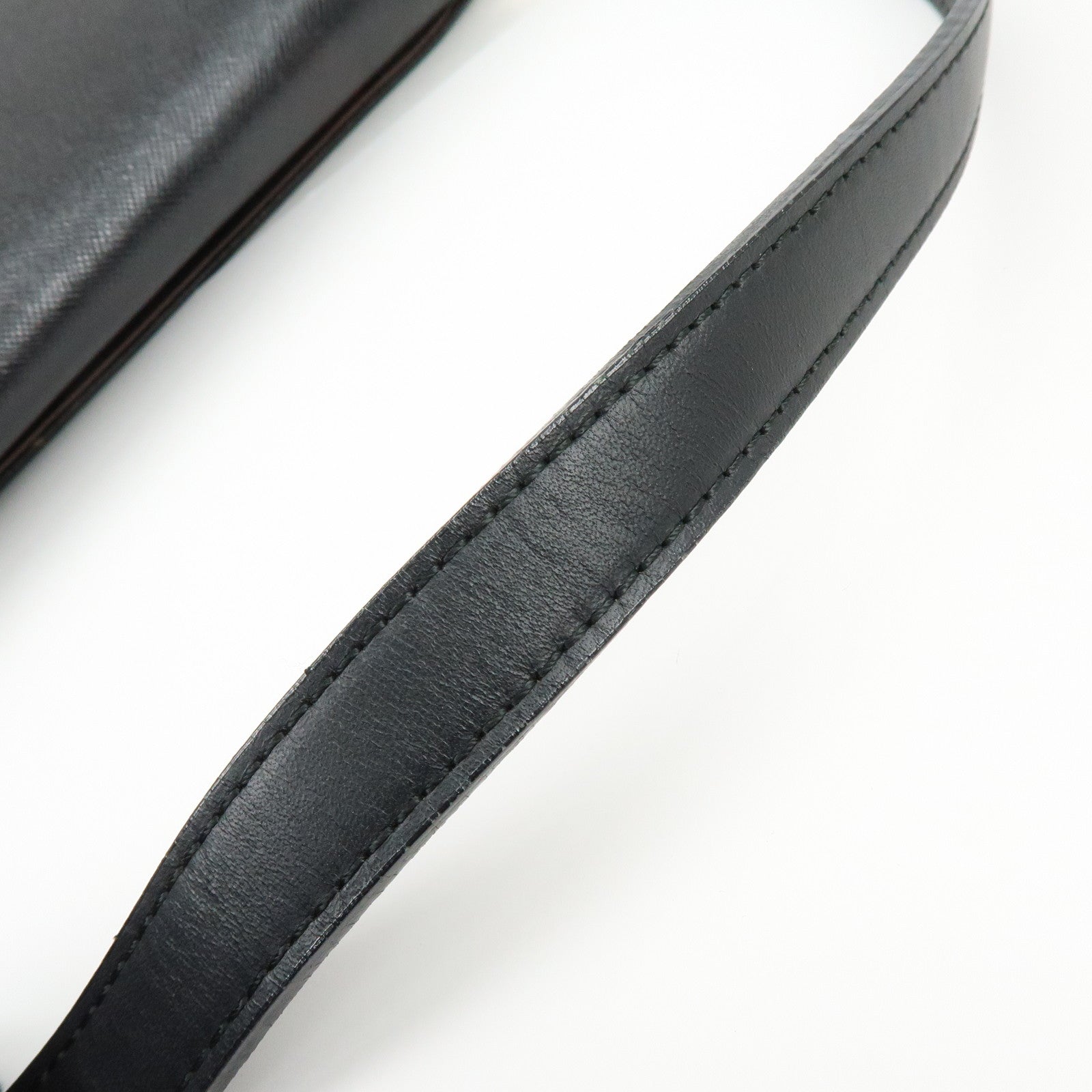 BURBERRY Logo Leather Flap Shoulder Bag Hand Bag Black