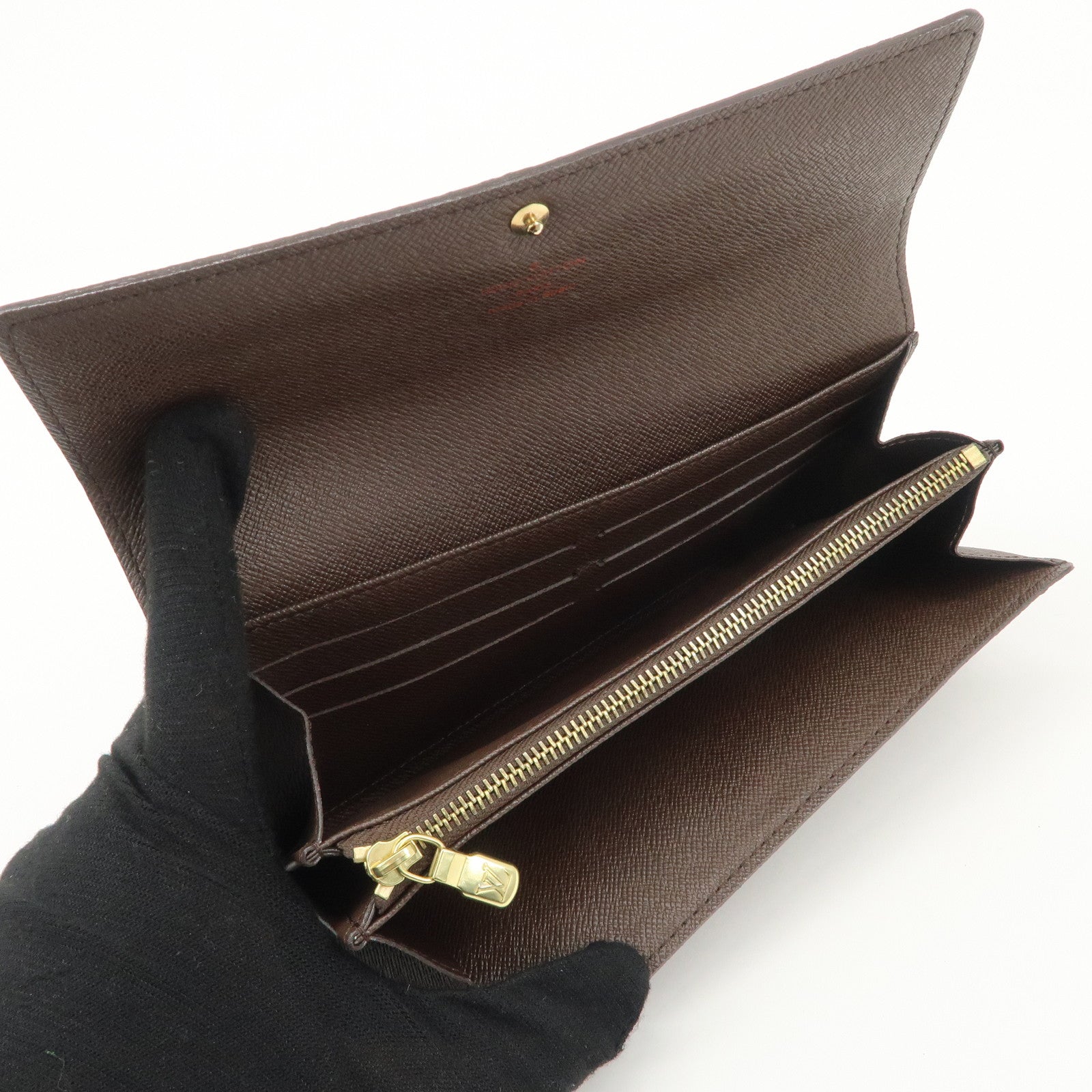 Louis Vuitton Damier Canvas Portefeuille Sarah Long Wallet Brown N61734 Used