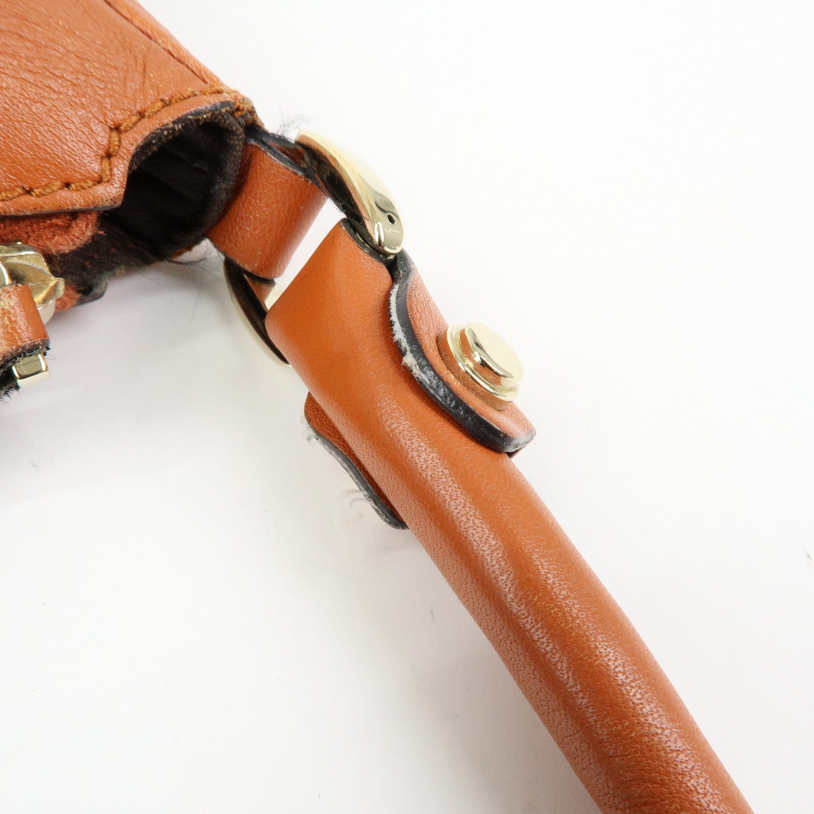 GUCCI Abbey GG Canvas Leather Shoulder Bag Beige Orange 189833