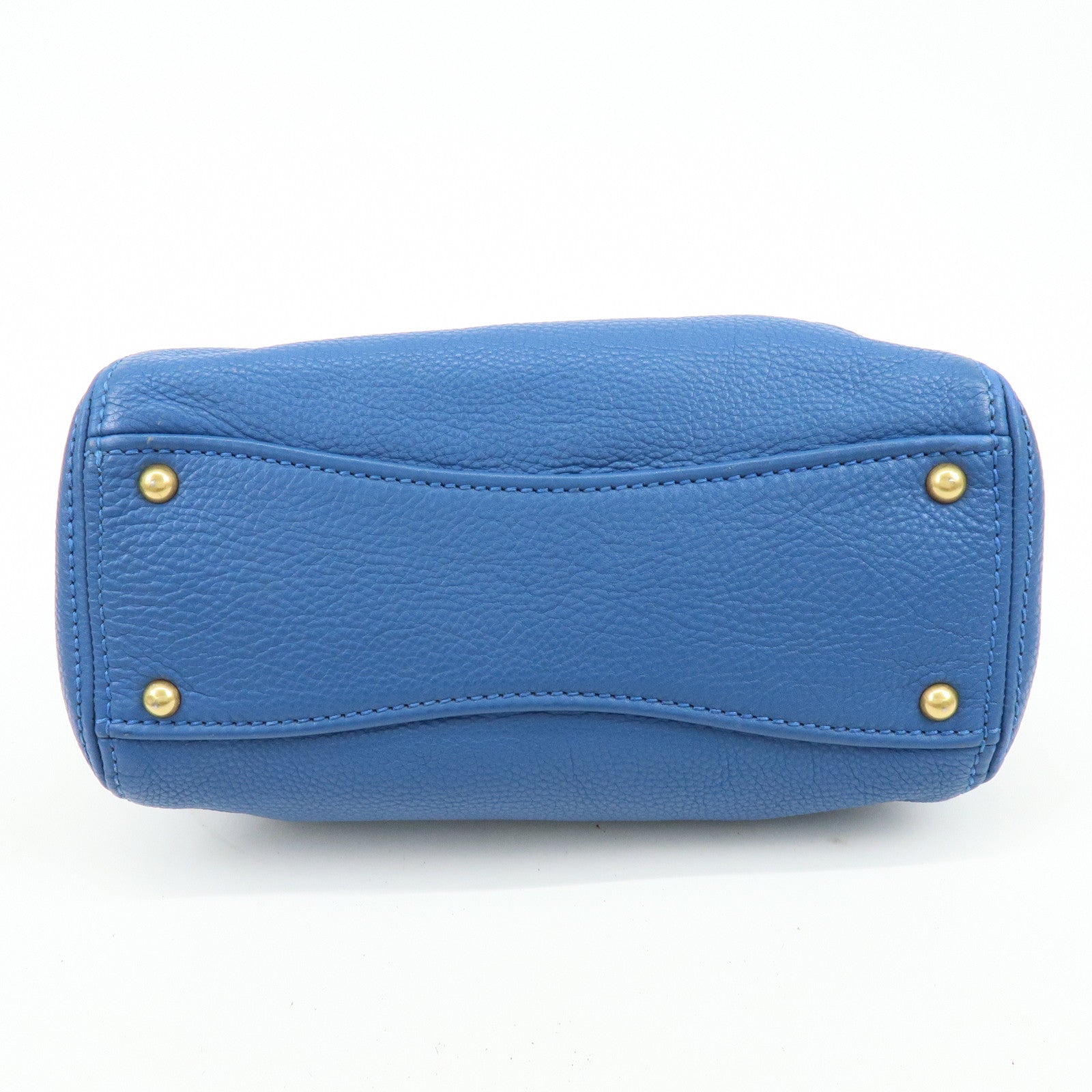 MIU MIU Logo Leather 2Way Bag Hand Bag Shoulder Bag Blue RR1945