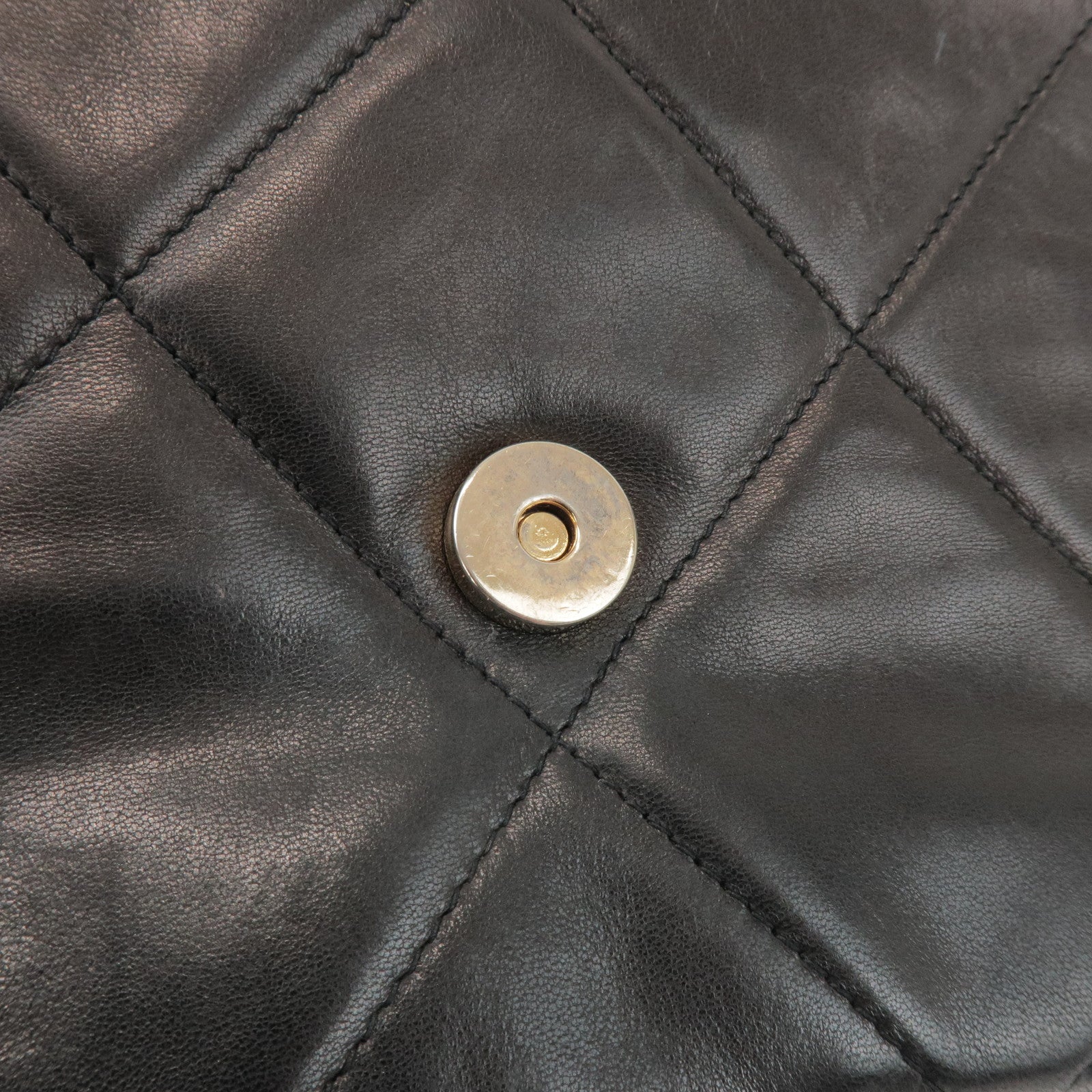 CHANEL Matelasse COCO Mark Lamb Skin Chain Shoulder Bag Black