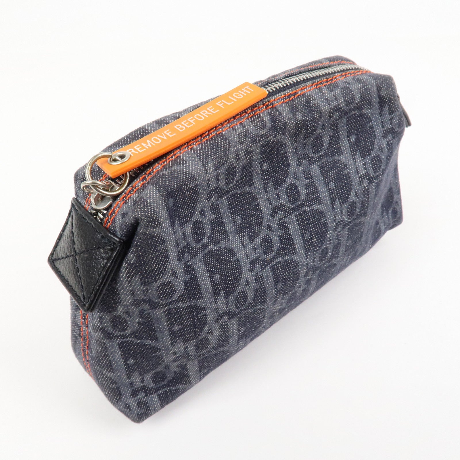 Christian Dior Denim Cosmetic Pouch Indigo Blue Orange