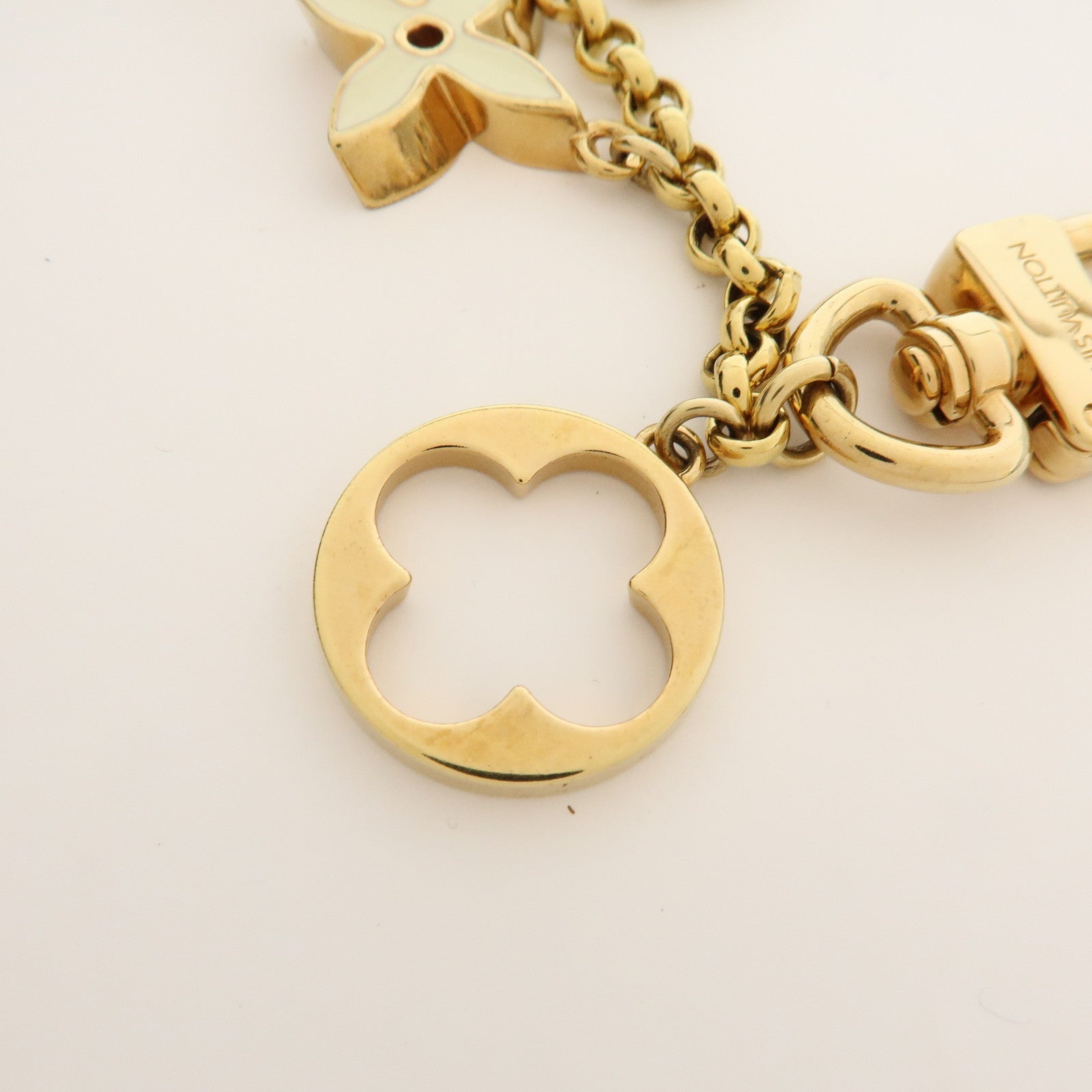 Louis Vuitton Fleur de Monogram Bag Charm Key Chain Gold M65111