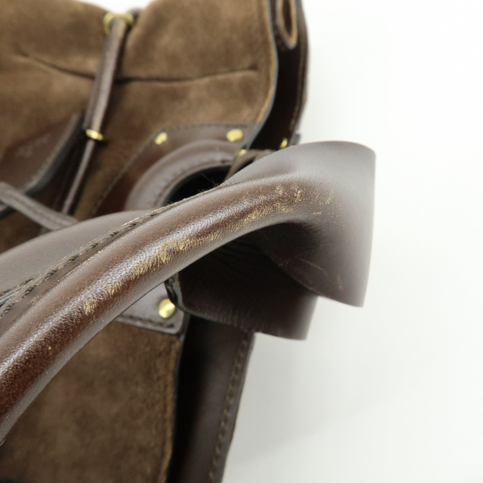 GUCCI Suede Leather Tote Bag Hand Bag Brown 95374