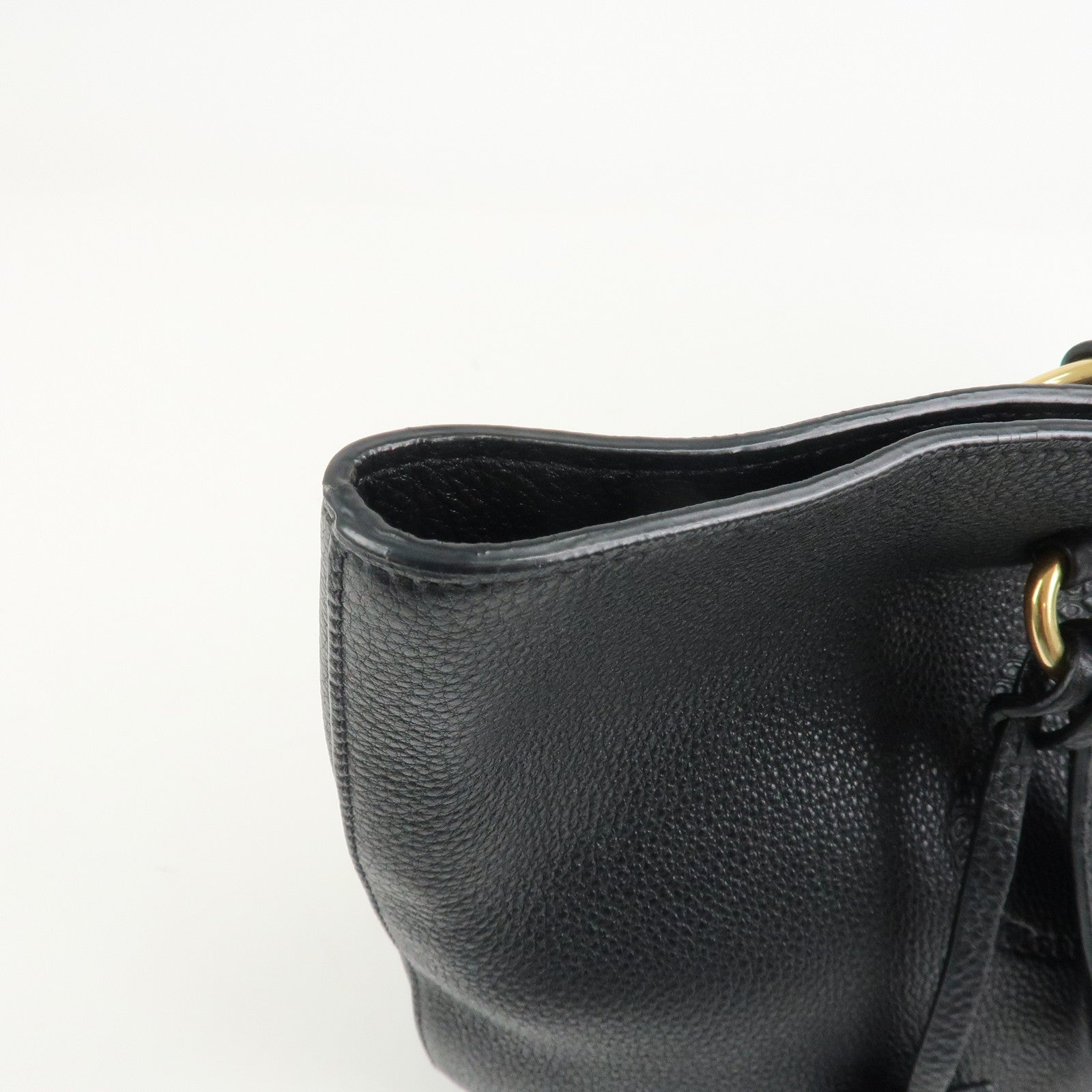 PRADA Logo Vitello Daino Leather Tote Bag Shoulder Bag Black 1BG100