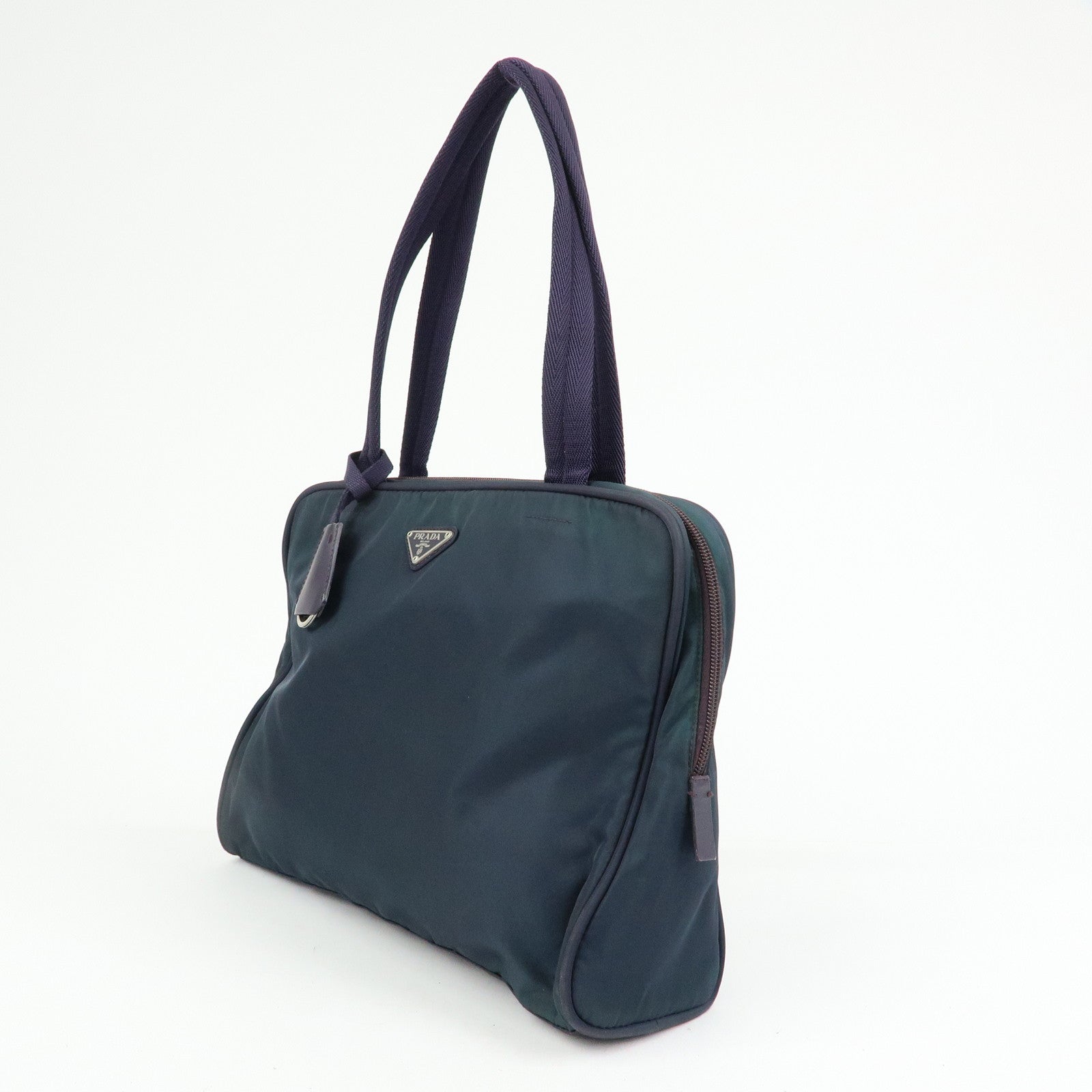 PRADA Triangle Logo Nylon Tote Bag Hand Bag Shoulder Bag Purple
