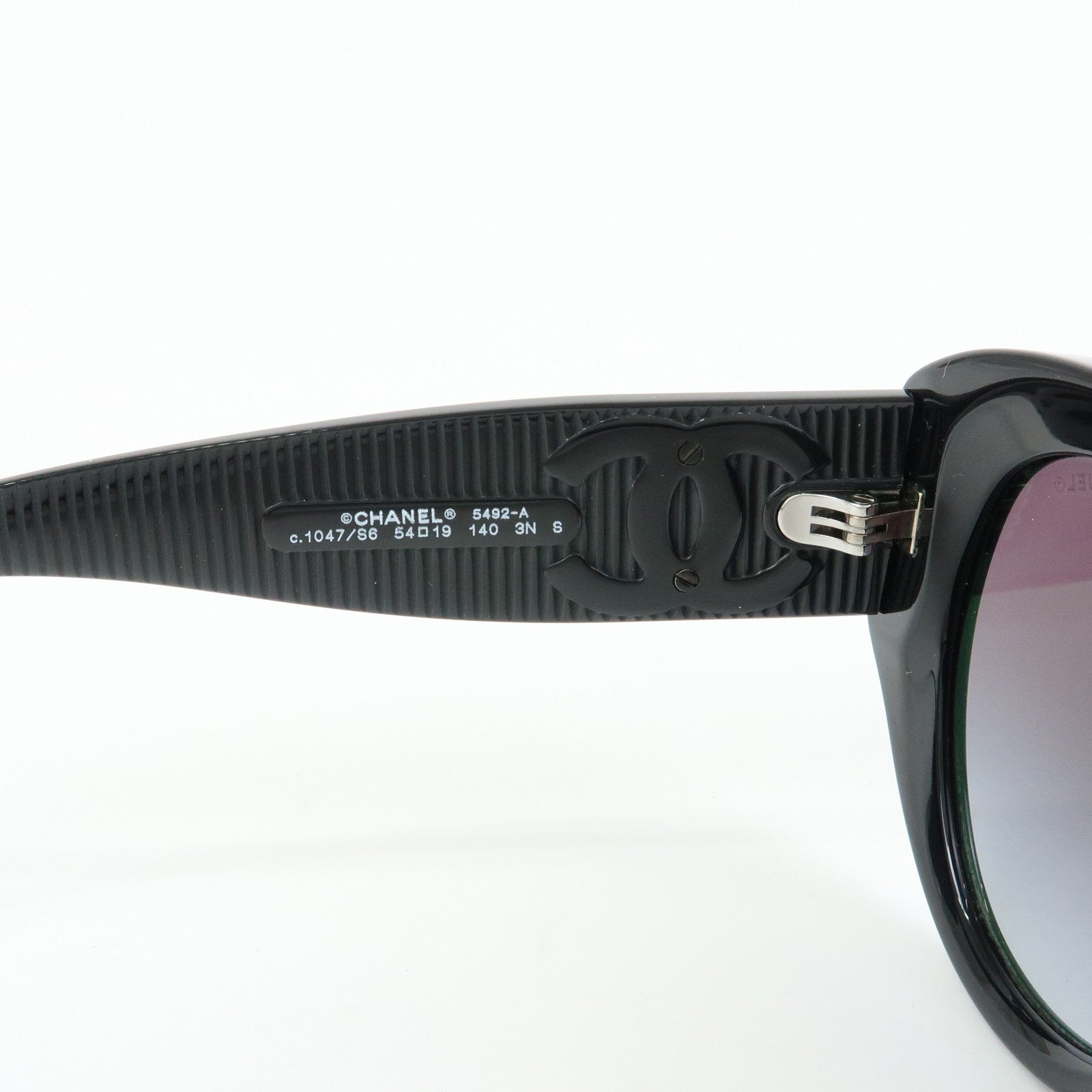 CHANEL COCO Mark Plastic Butterfly Sunglasses 54□19 Black 5492-A