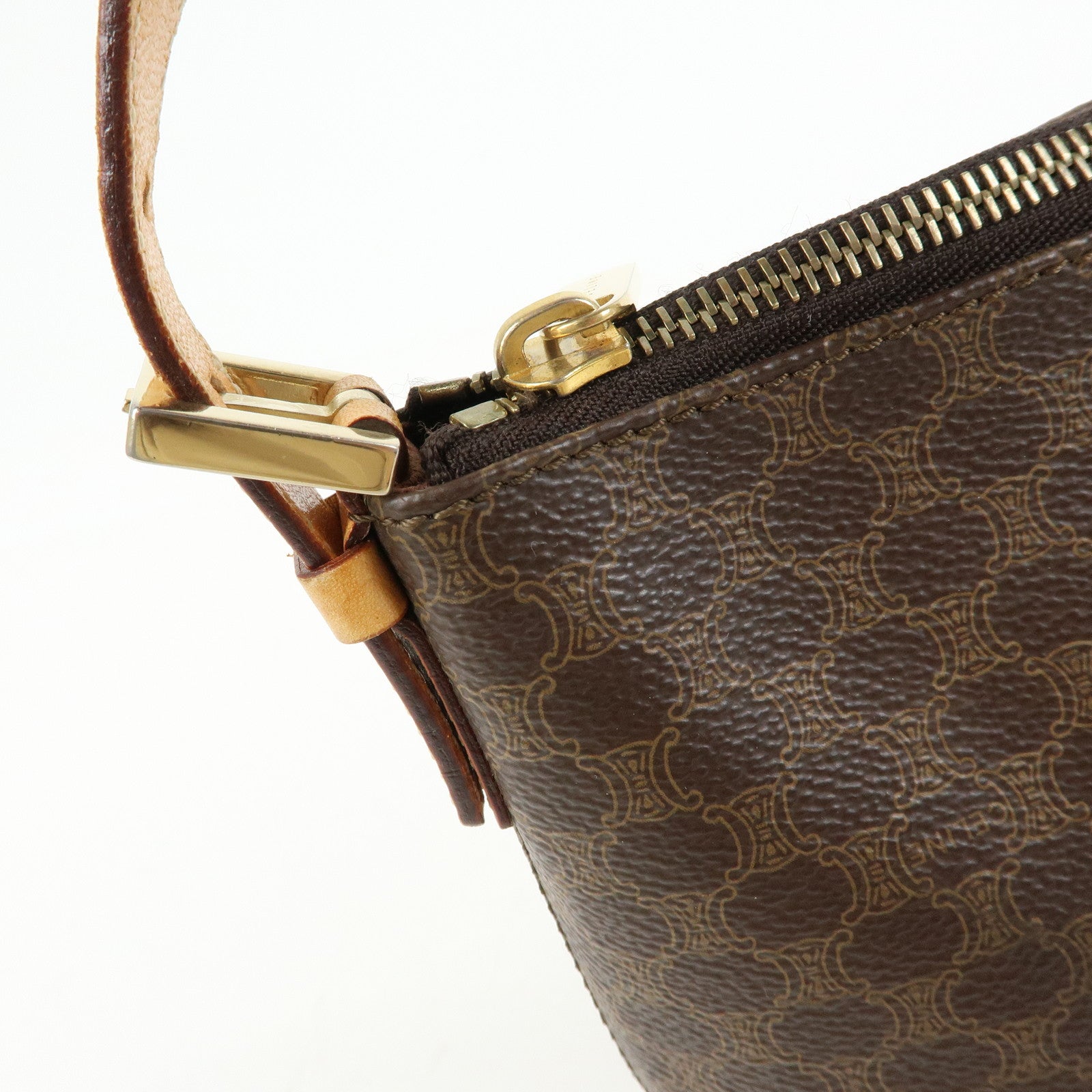 CELINE Macadam PVC Leather Shoulder Bag Hand Bag Brown