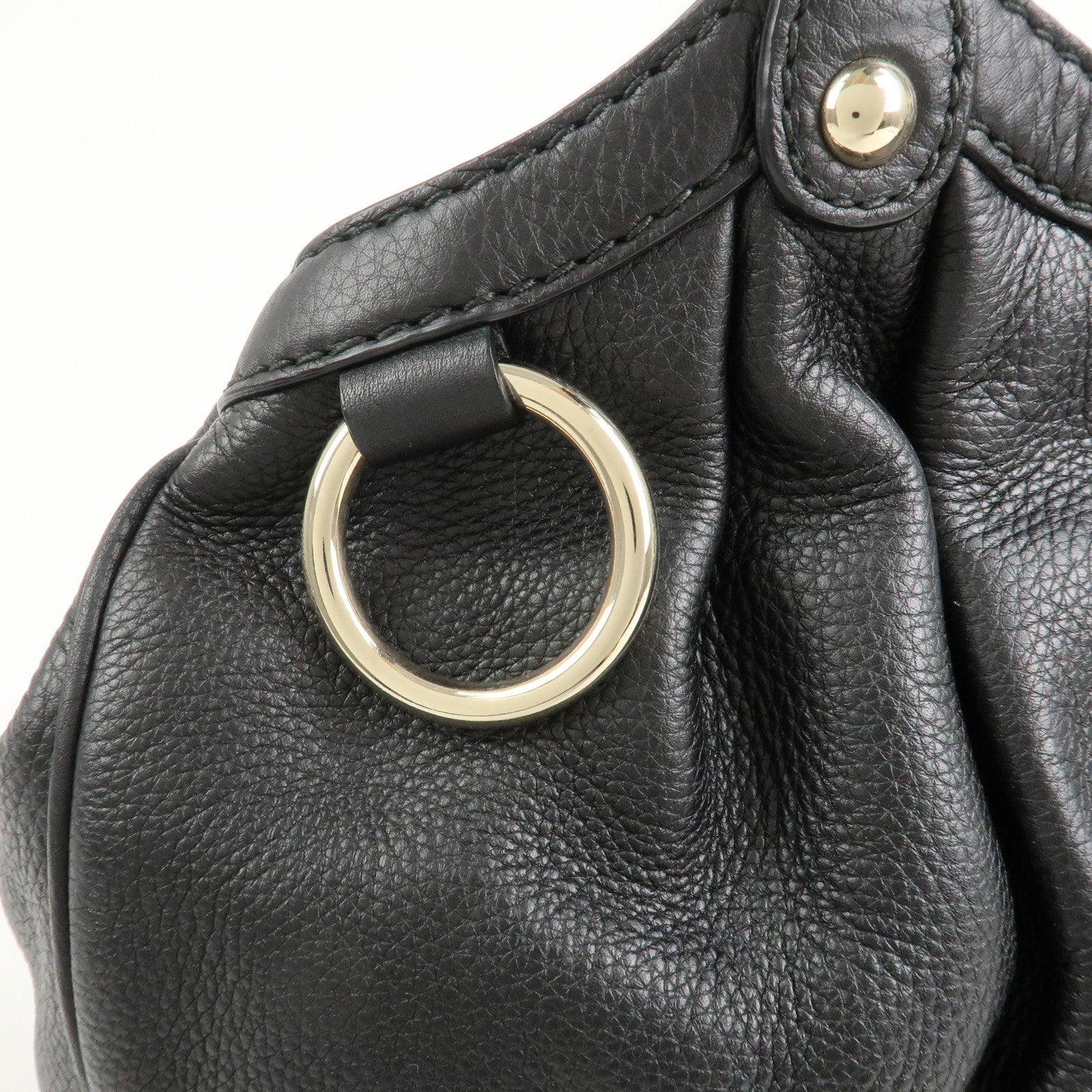 GUCCI Sukey Leather Hand Bag Tote Bag Black 211944 Used