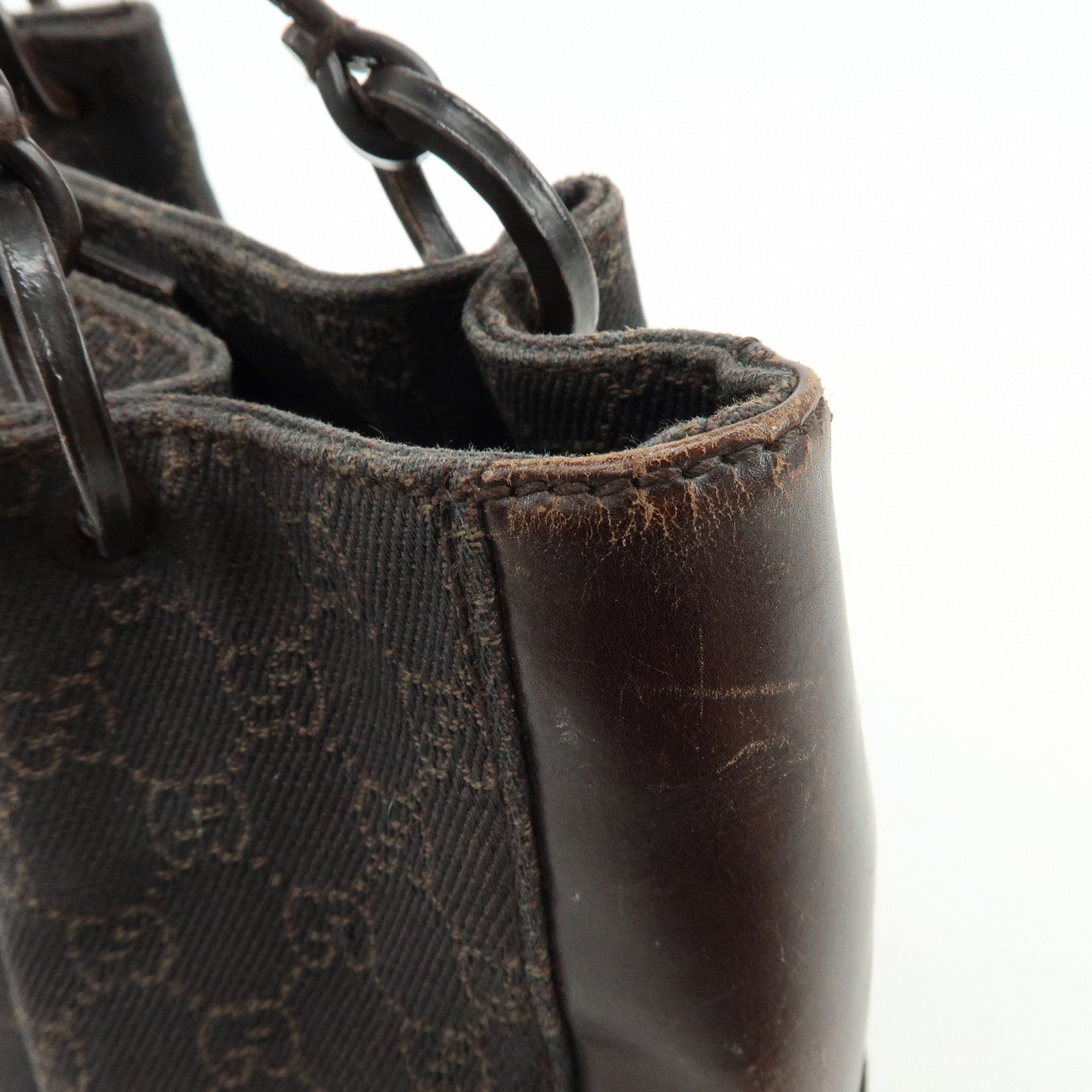 GUCCI GG Monogram Canvas Leather Shoulder Hand Bag Brown 101919