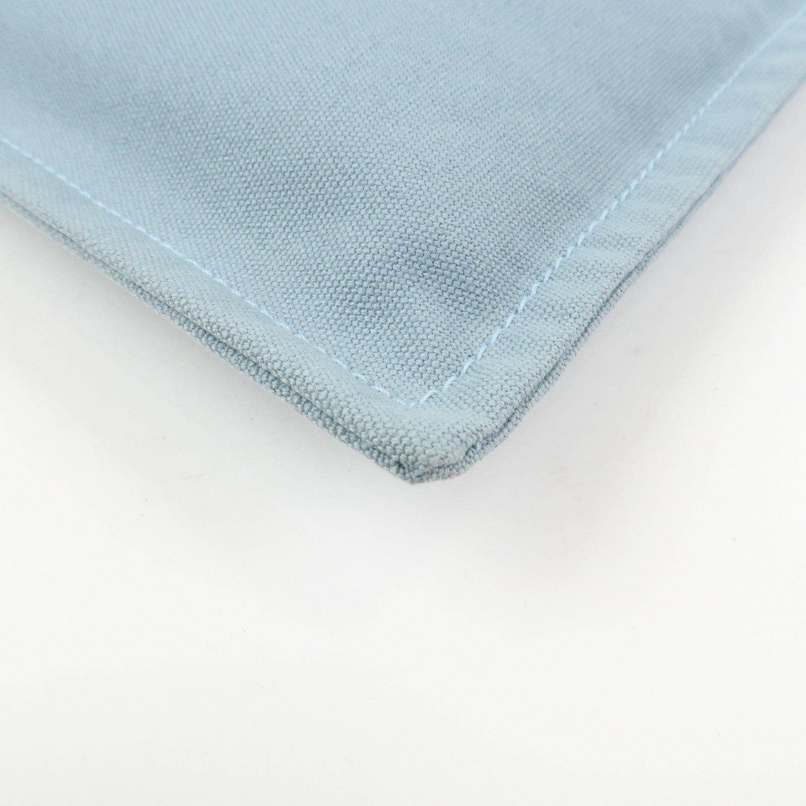 HERMES Bora Bora GM Cotton Leather Pouch Light Blue