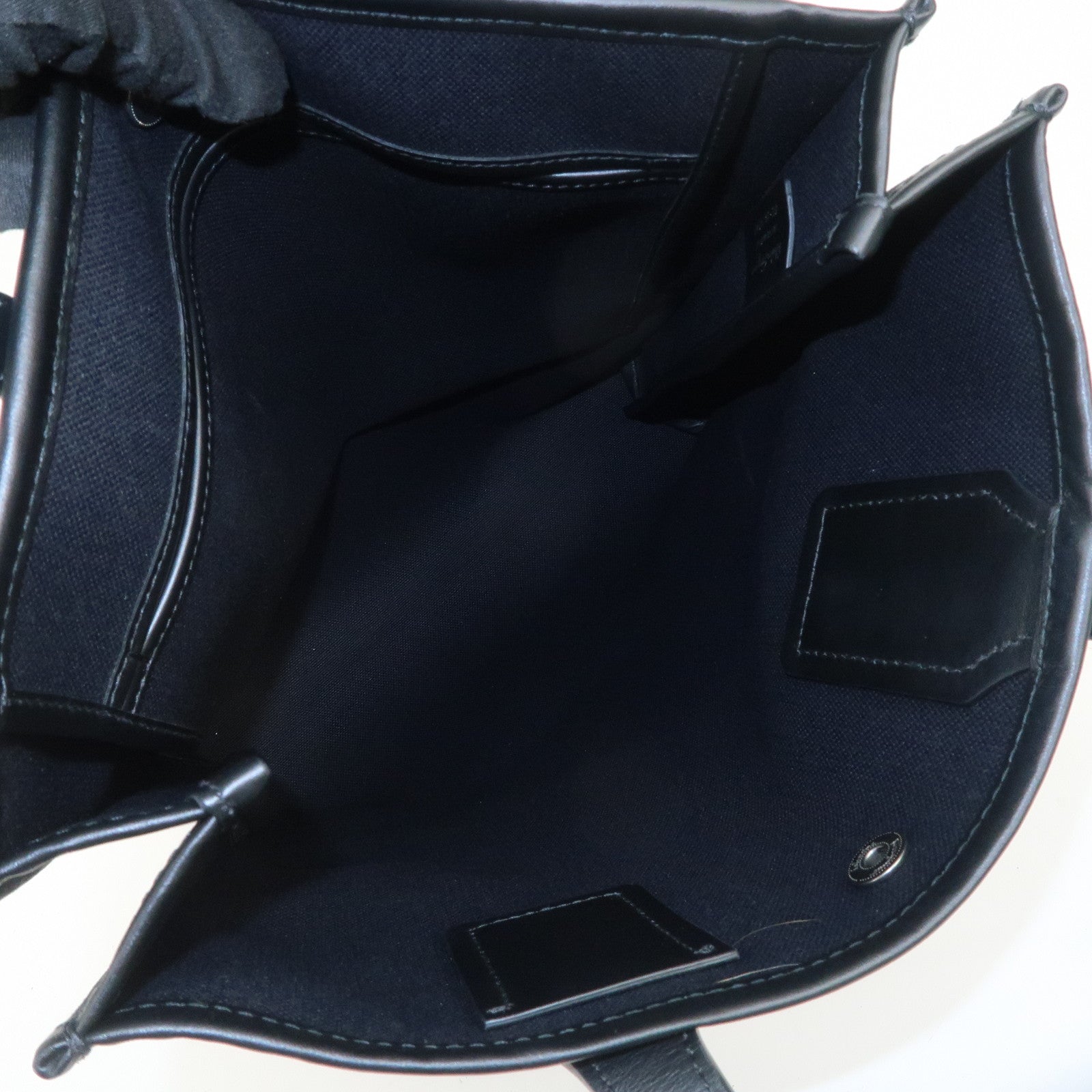 Ferragamo Canvas Leather Tote Bag Shoulder Bag Black